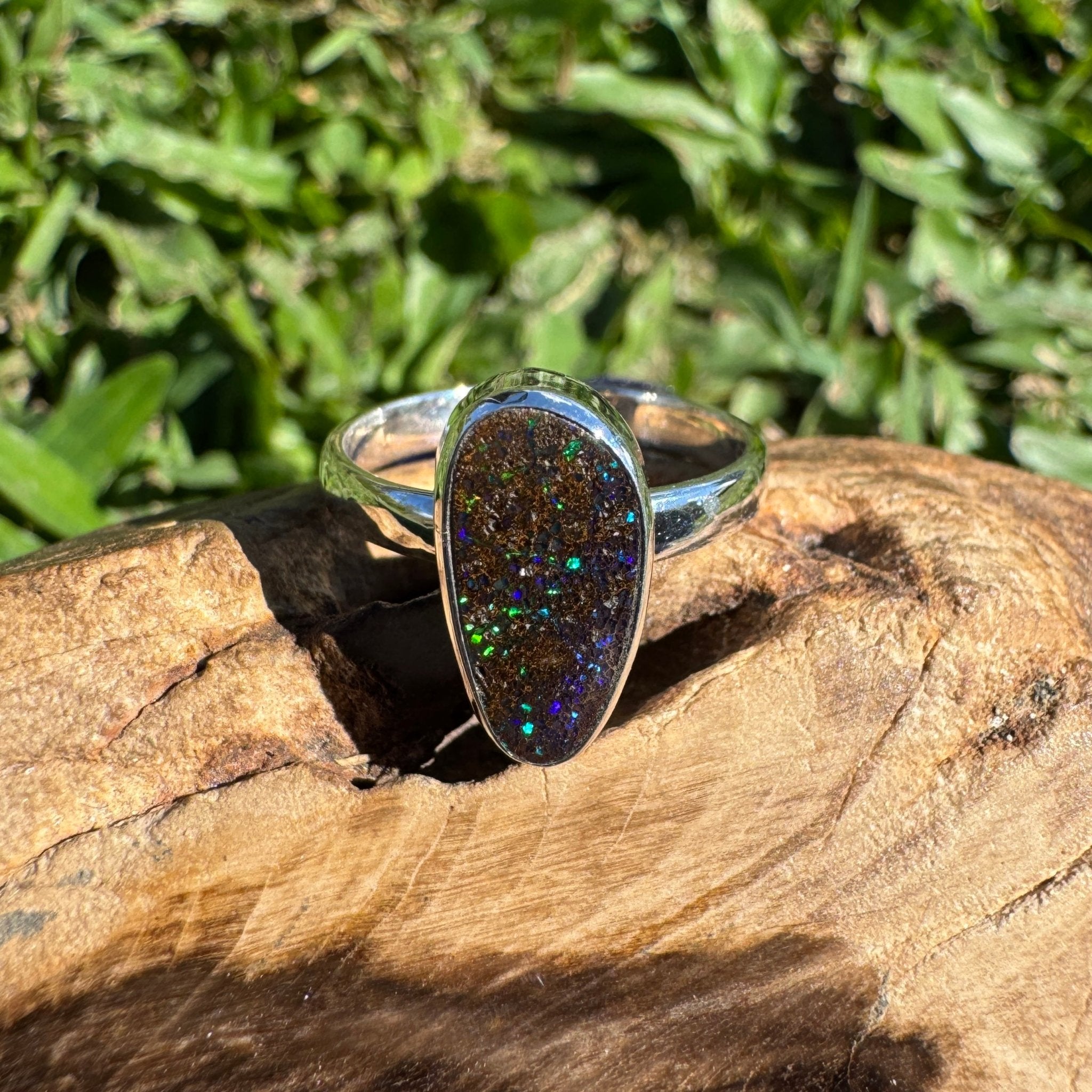 7ct Queensland Boulder Opal Ring ~ 'Flinders Spectrum' | 925 Sterling Silver | Solid Australian Opal