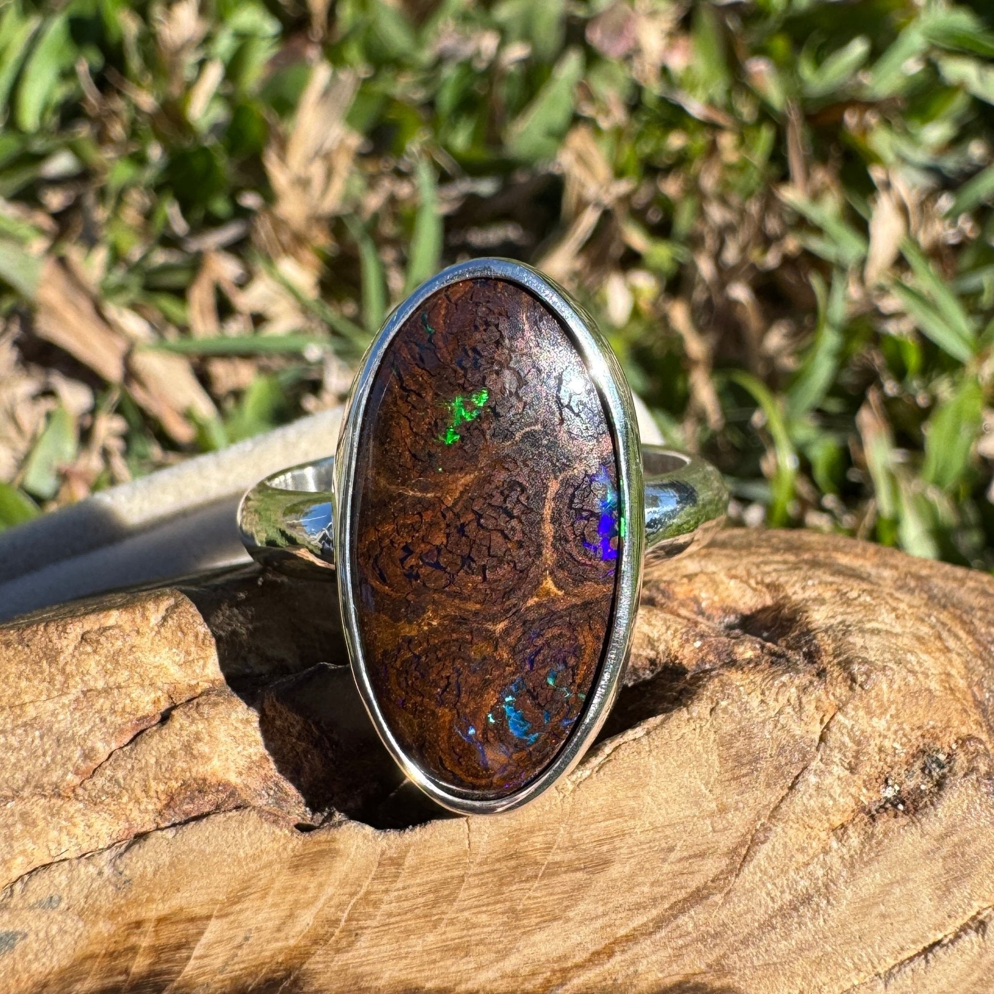 8.2ct Queensland Opal Ring ~ 'Litchfield Twilight' | 925 Sterling Silver | Solid Australian Opal