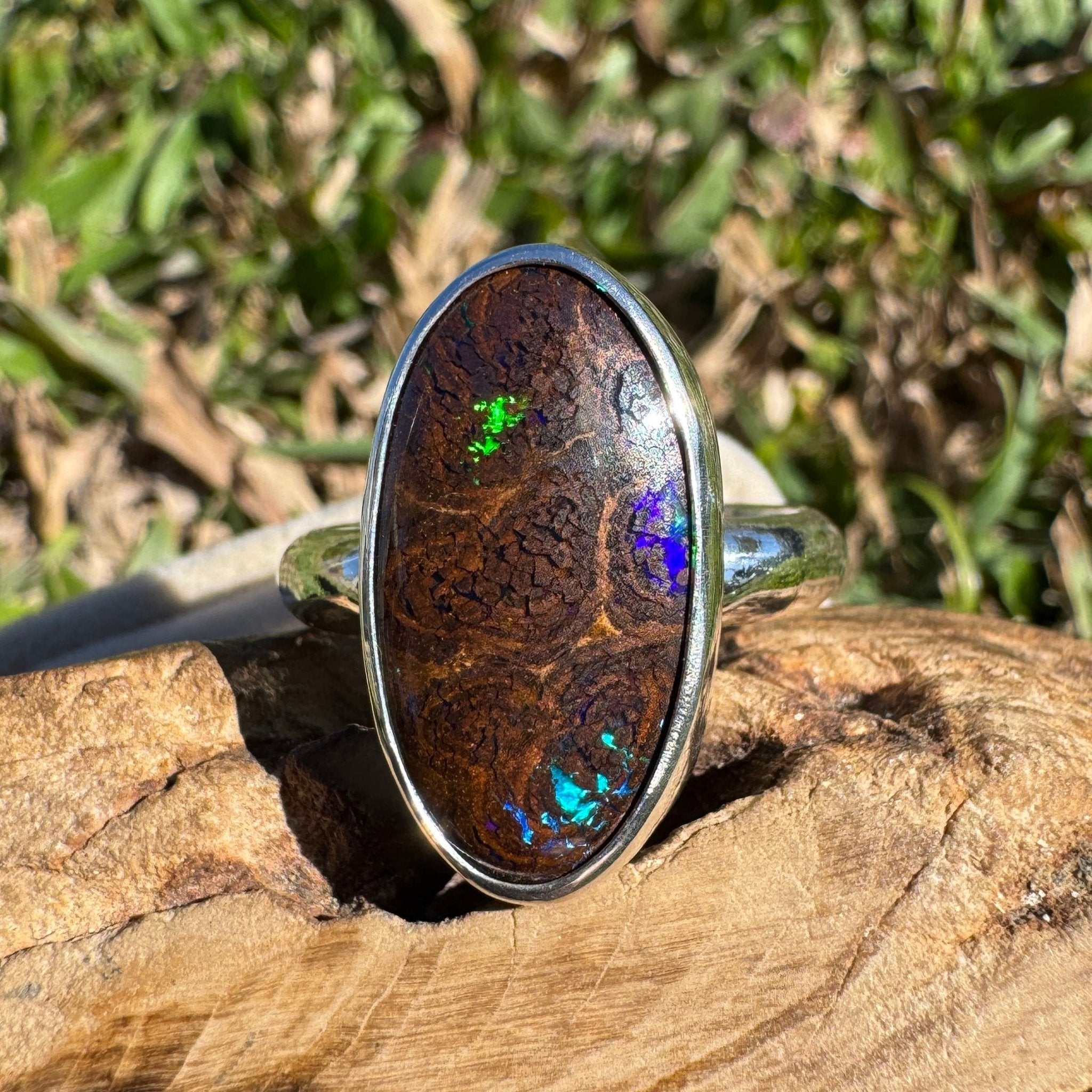 8.2ct Queensland Opal Ring ~ 'Litchfield Twilight' | 925 Sterling Silver | Solid Australian Opal