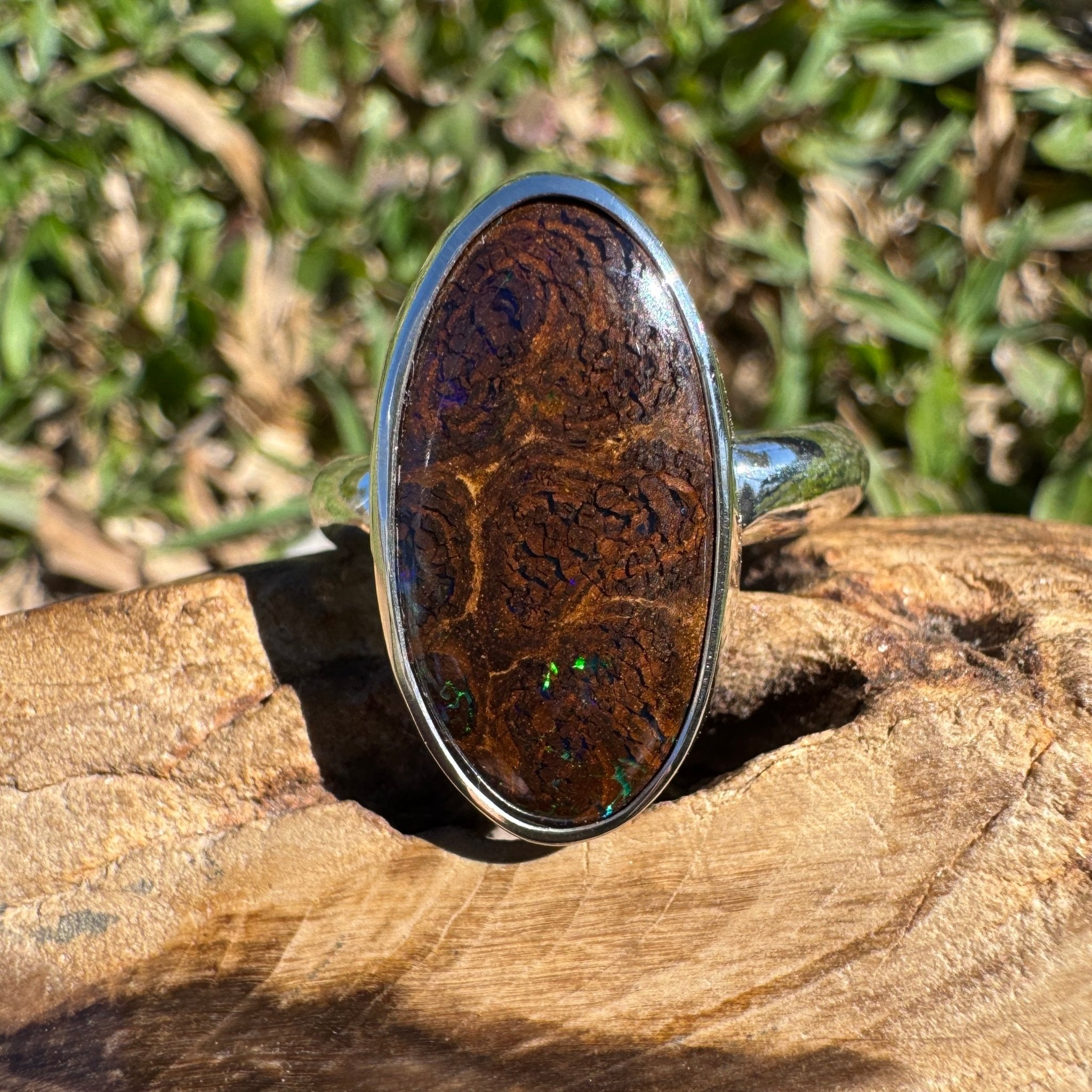 8.2ct Queensland Opal Ring ~ 'Litchfield Twilight' | 925 Sterling Silver | Solid Australian Opal