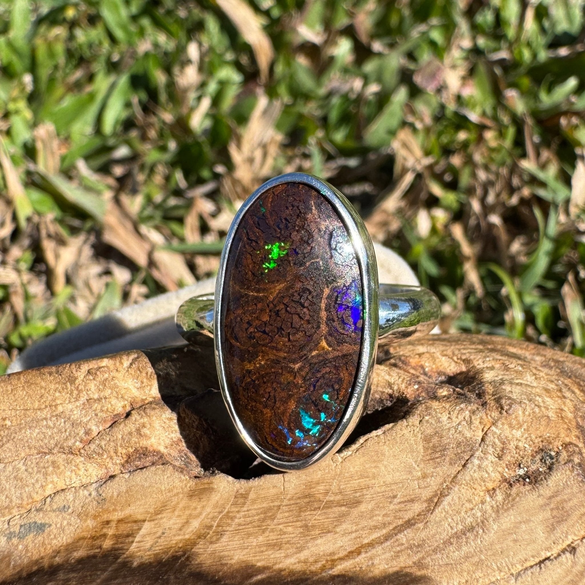 8.2ct Queensland Opal Ring ~ 'Litchfield Twilight' | 925 Sterling Silver | Solid Australian Opal