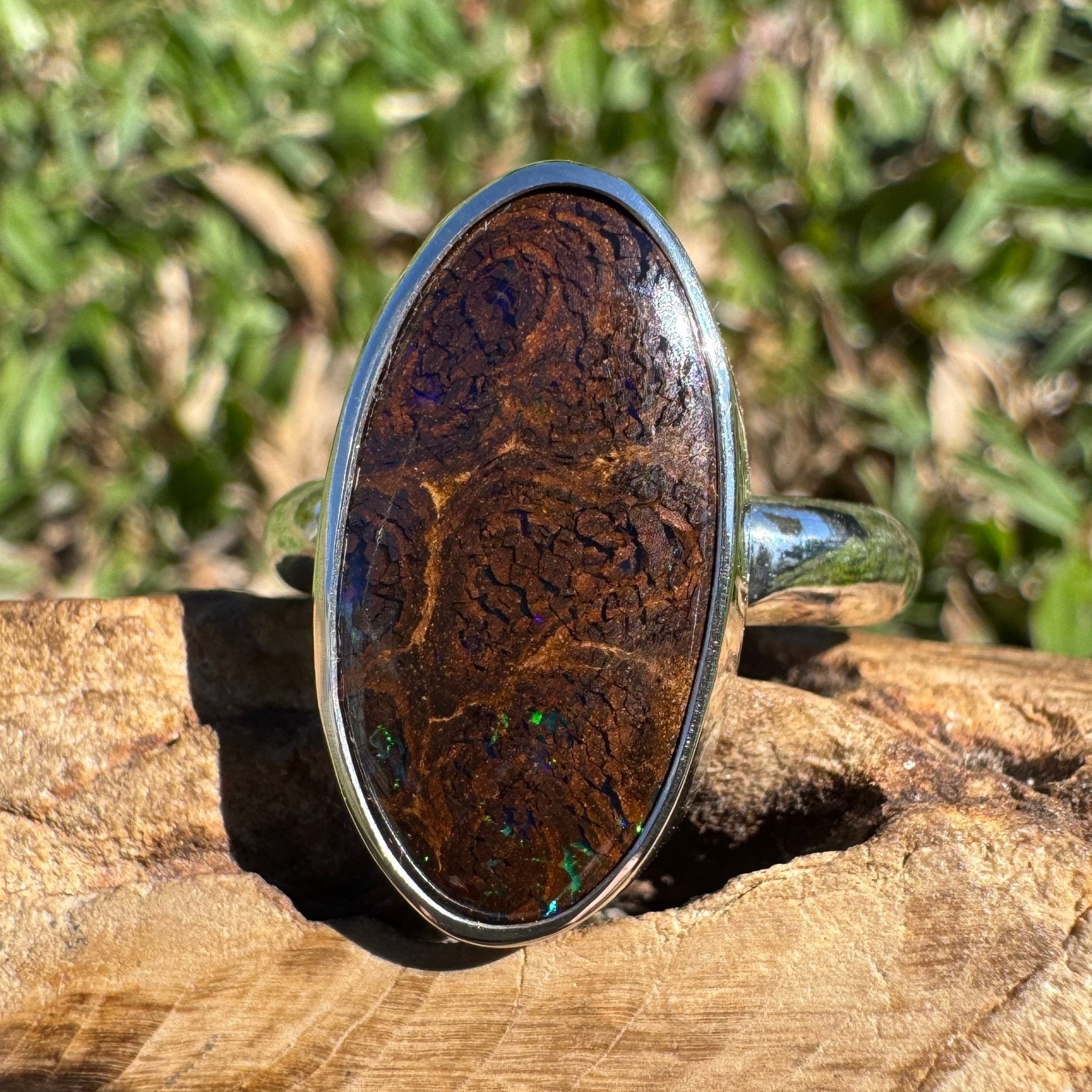8.2ct Queensland Opal Ring ~ 'Litchfield Twilight' | 925 Sterling Silver | Solid Australian Opal