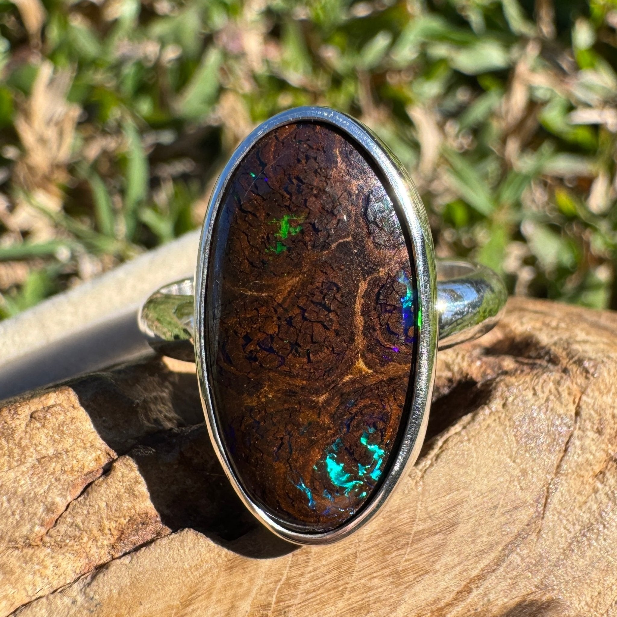 8.2ct Queensland Opal Ring ~ 'Litchfield Twilight' | 925 Sterling Silver | Solid Australian Opal