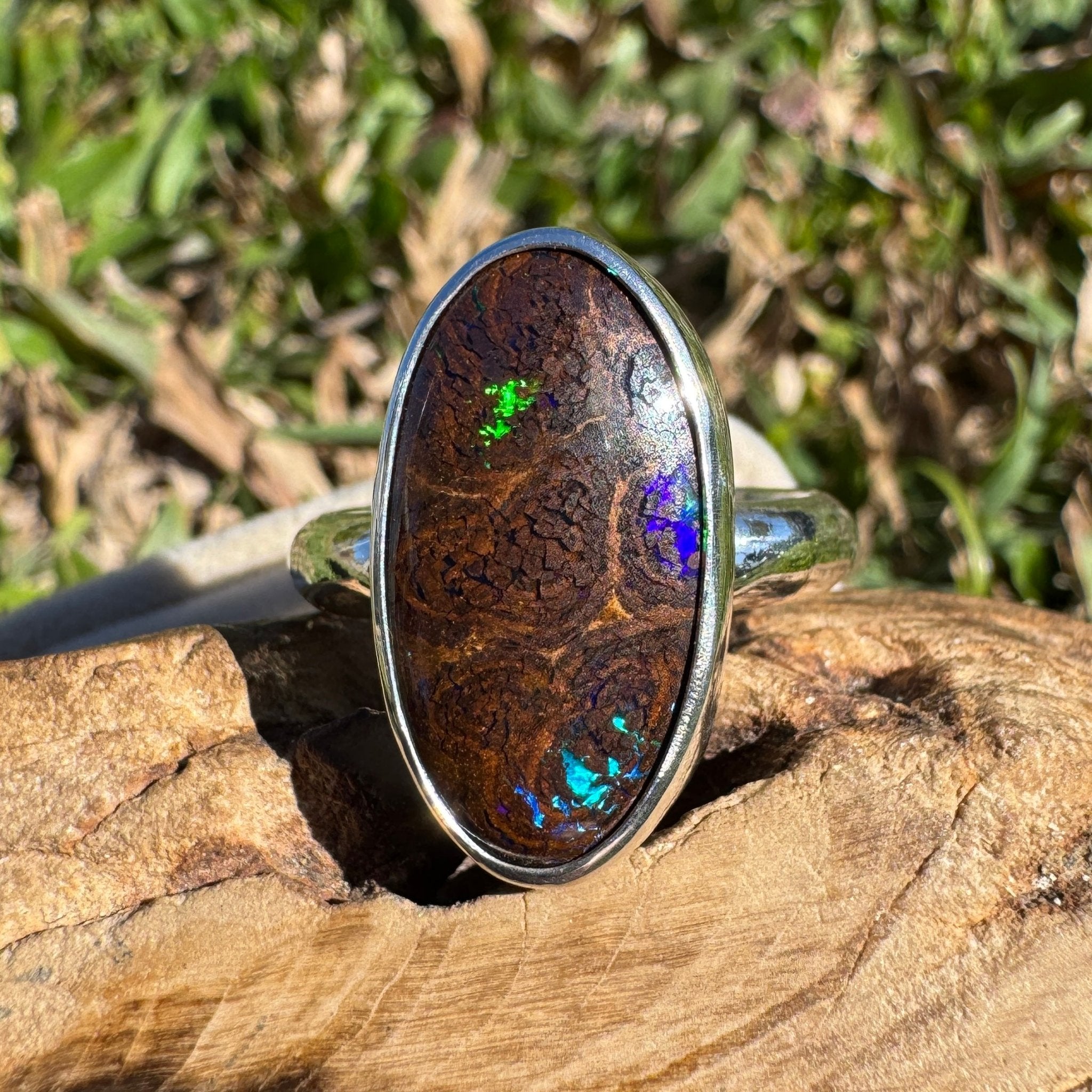 8.2ct Queensland Opal Ring ~ 'Litchfield Twilight' | 925 Sterling Silver | Solid Australian Opal
