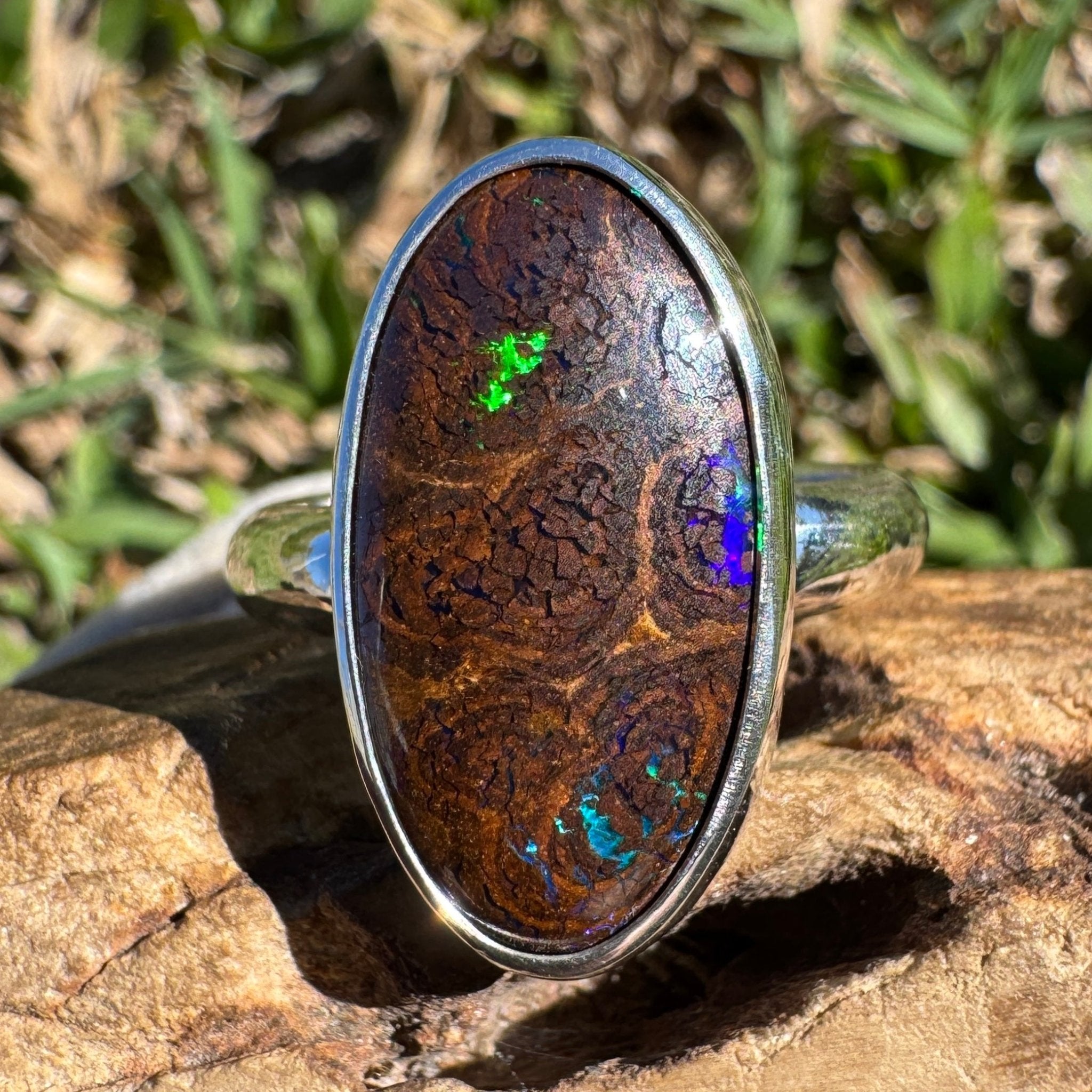 8.2ct Queensland Opal Ring ~ 'Litchfield Twilight' | 925 Sterling Silver | Solid Australian Opal