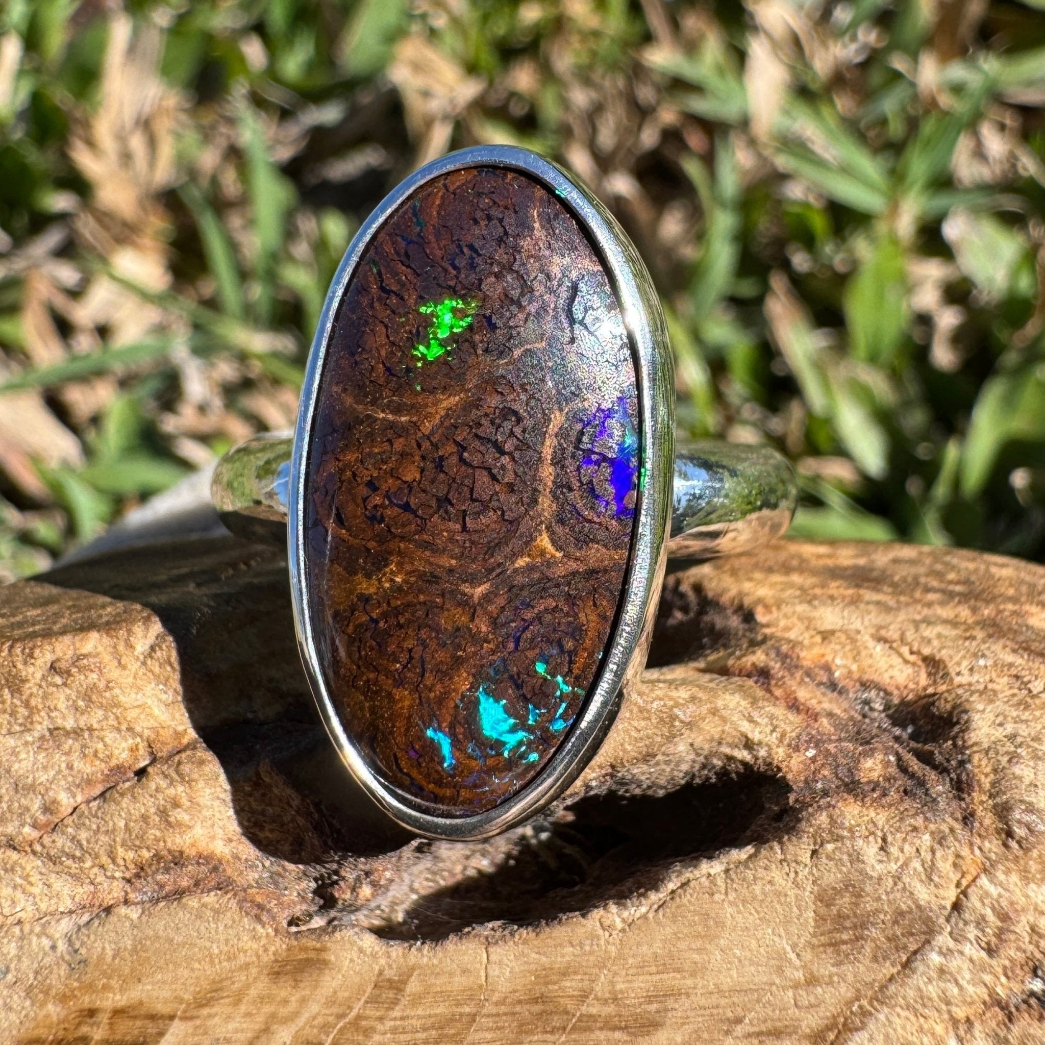 8.2ct Queensland Opal Ring ~ 'Litchfield Twilight' | 925 Sterling Silver | Solid Australian Opal