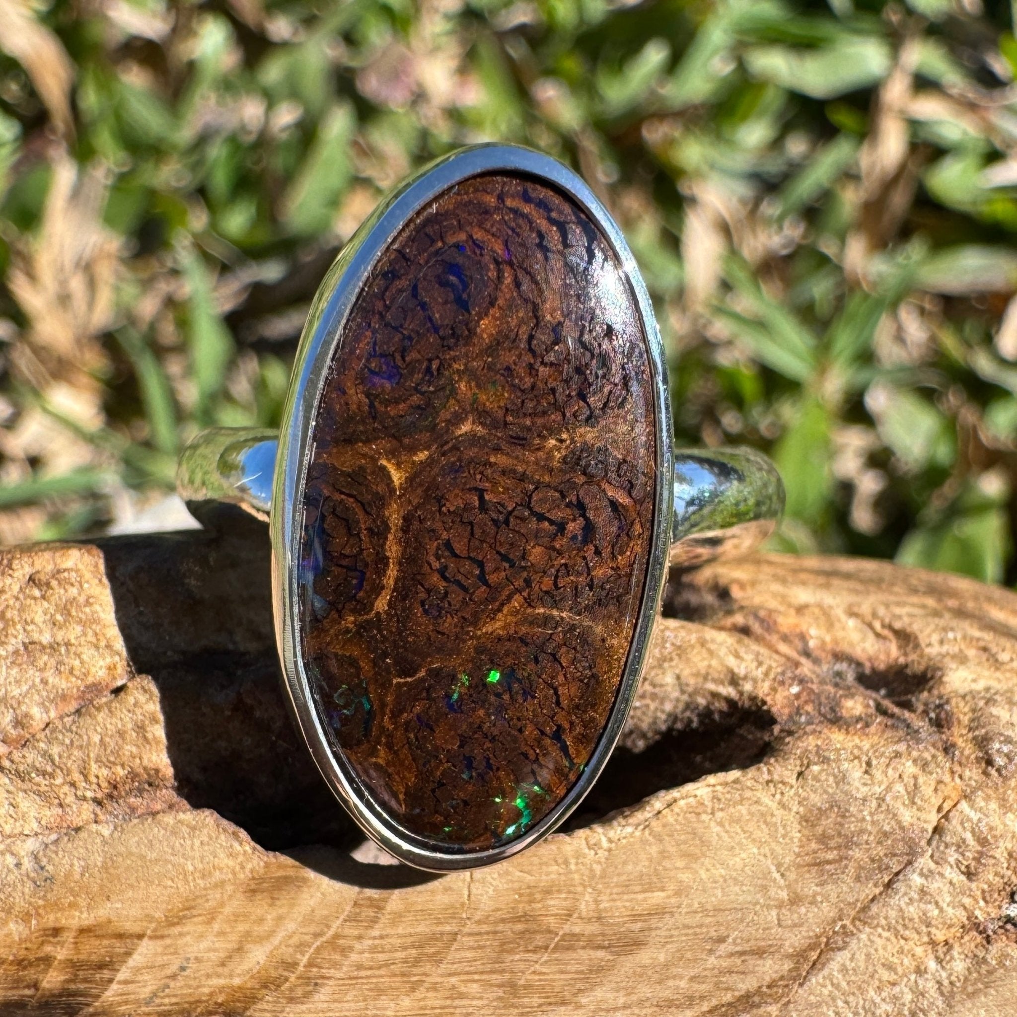 8.2ct Queensland Opal Ring ~ 'Litchfield Twilight' | 925 Sterling Silver | Solid Australian Opal