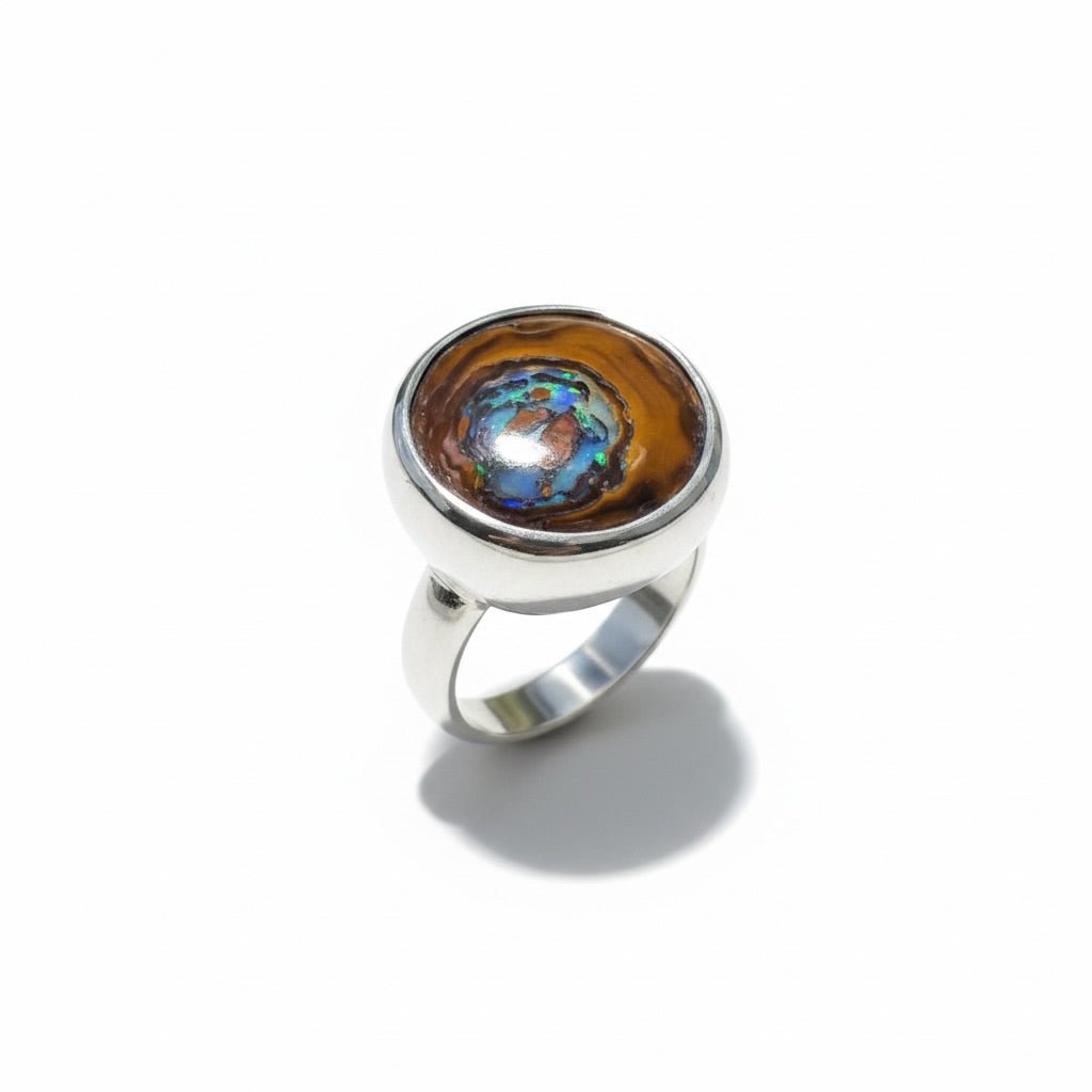 8.2ct Solid Queensland Boulder Opal Ring 'Daintree After Rain' | 925 Sterling Silver | Solid Australian Opal