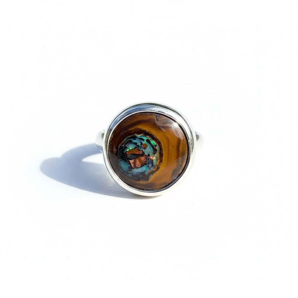 8.2ct Solid Queensland Boulder Opal Ring 'Daintree After Rain' | 925 Sterling Silver | Solid Australian Opal