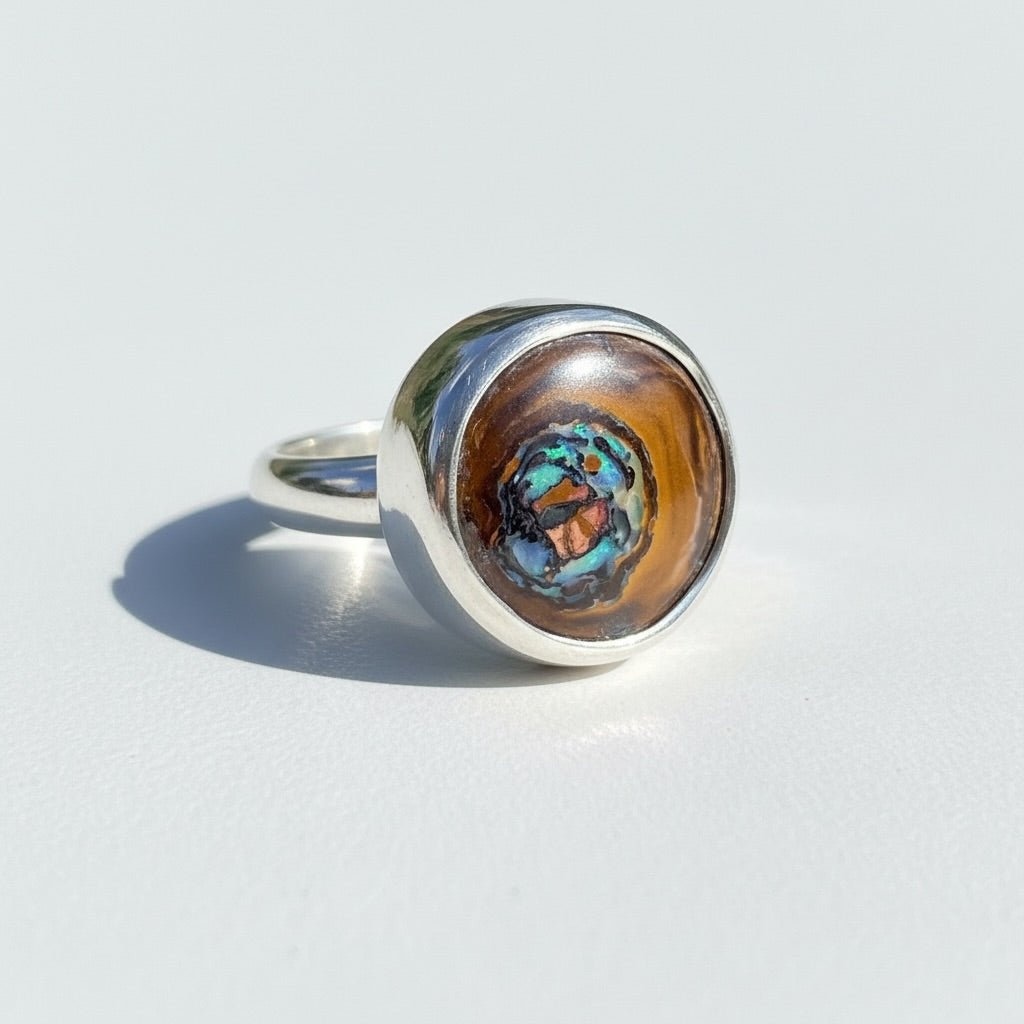 8.2ct Solid Queensland Boulder Opal Ring 'Daintree After Rain' | 925 Sterling Silver | Solid Australian Opal