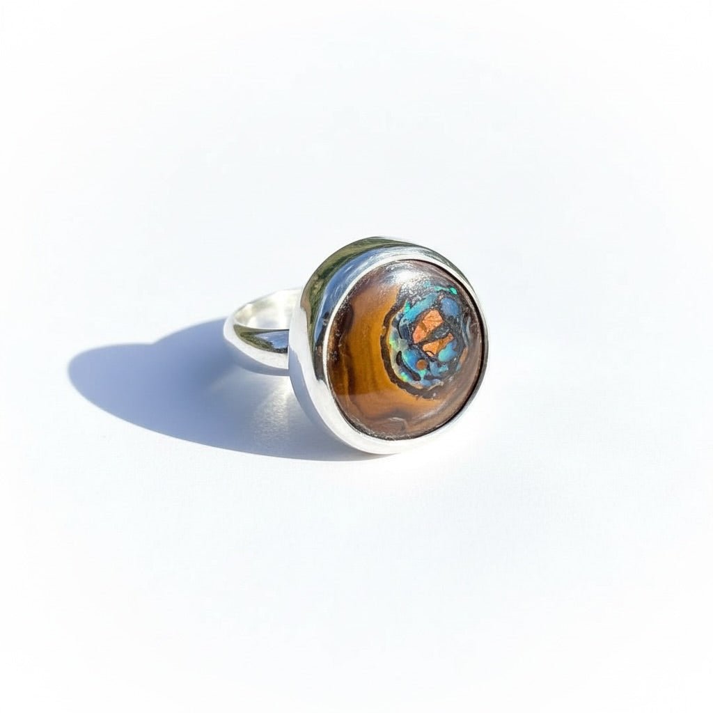 8.2ct Solid Queensland Boulder Opal Ring 'Daintree After Rain' | 925 Sterling Silver | Solid Australian Opal