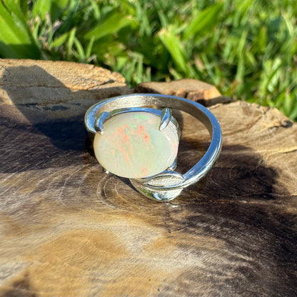 Handcrafted 2.4ct Solid Lighting Ridge Opal Sterling Silver Ring