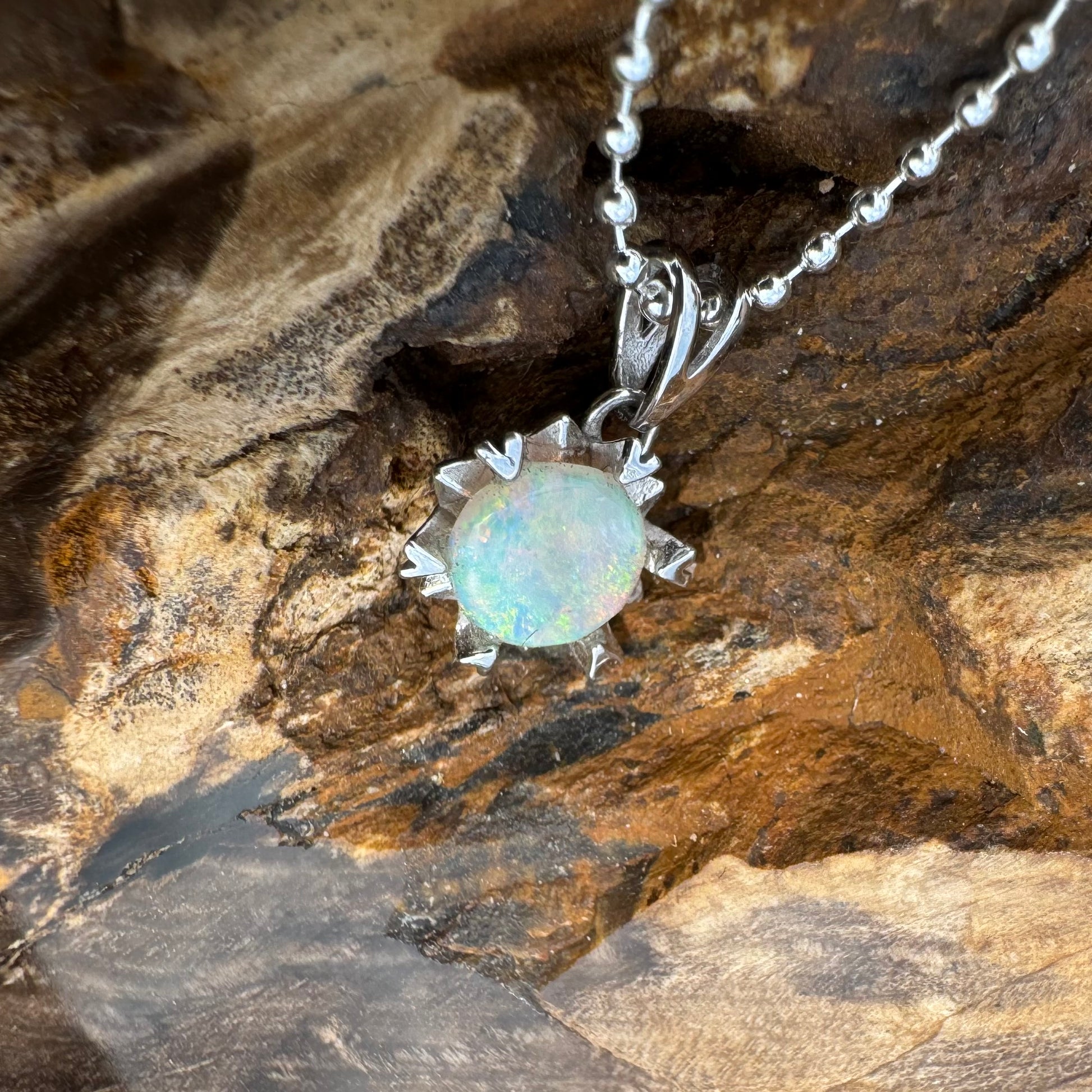 'Rainbow Ridge' ~ Handcrafted 0.8ct Solid Lightning Ridge Opal Sterling Silver Pendant Necklace - Iona Opal Australia