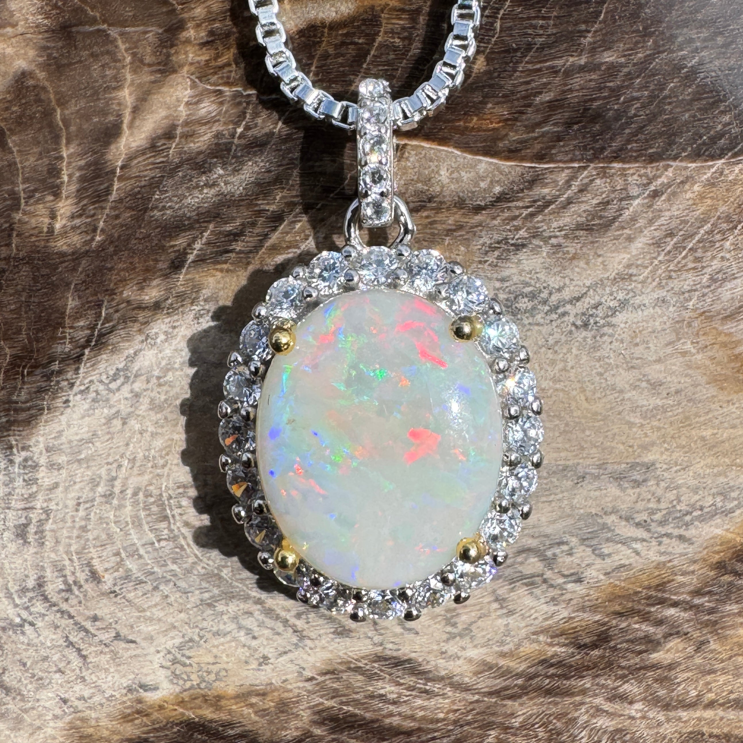 2.3ct Coober Pedy Opal Pendant Necklace ~ 'Natural Bridge' | 925 Sterling Silver | Solid Australian Opal