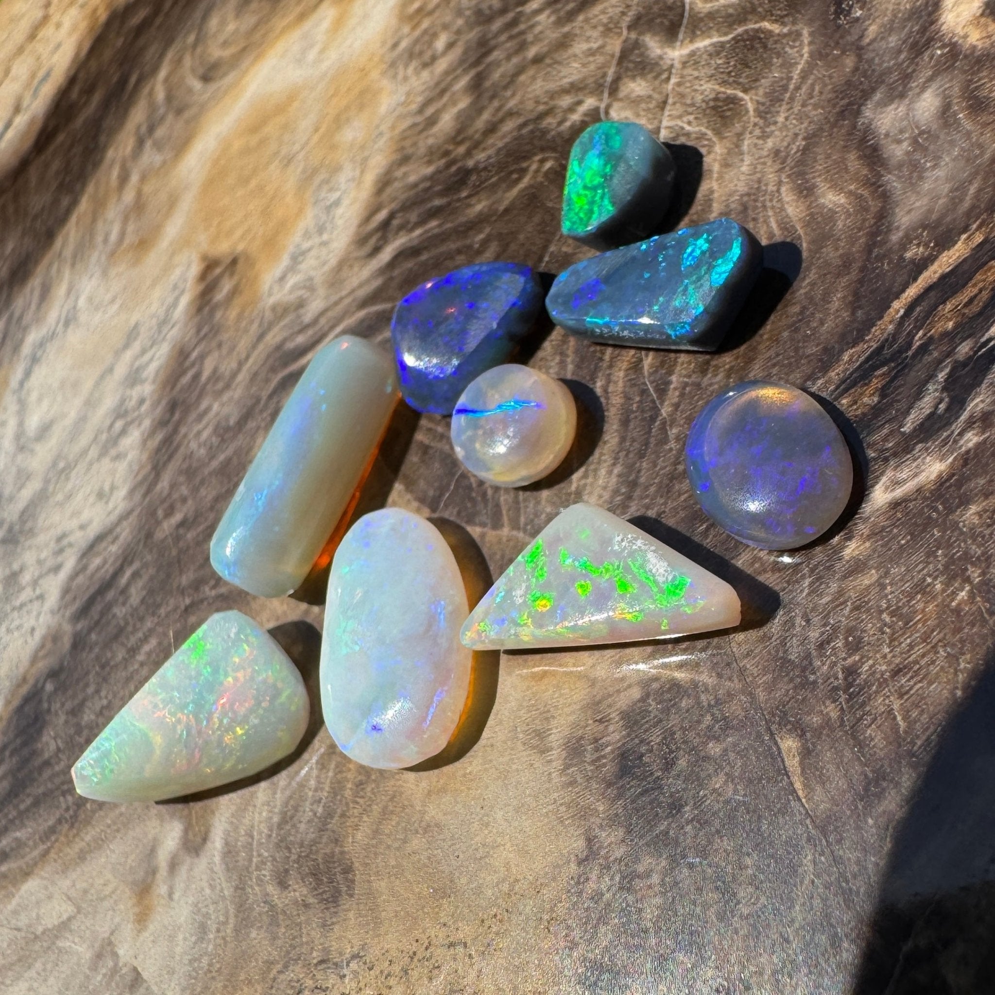 8.6CT Hand - cut Solid Australian Lightning Ridge Opal Parcel (Neon Fire Parcel)