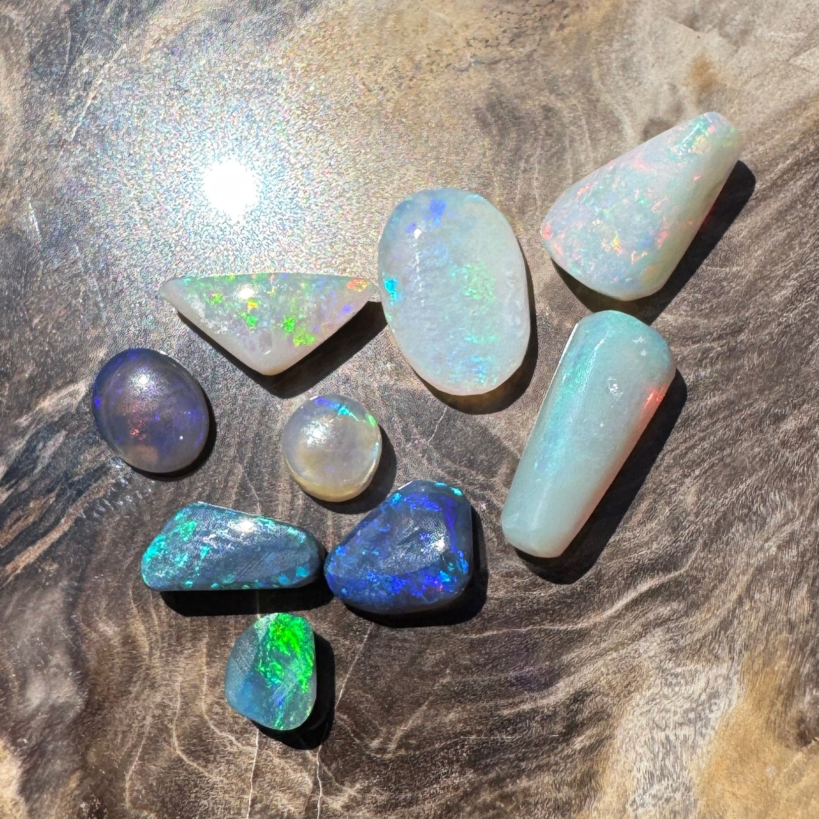 8.6CT Hand - cut Solid Australian Lightning Ridge Opal Parcel (Neon Fire Parcel)