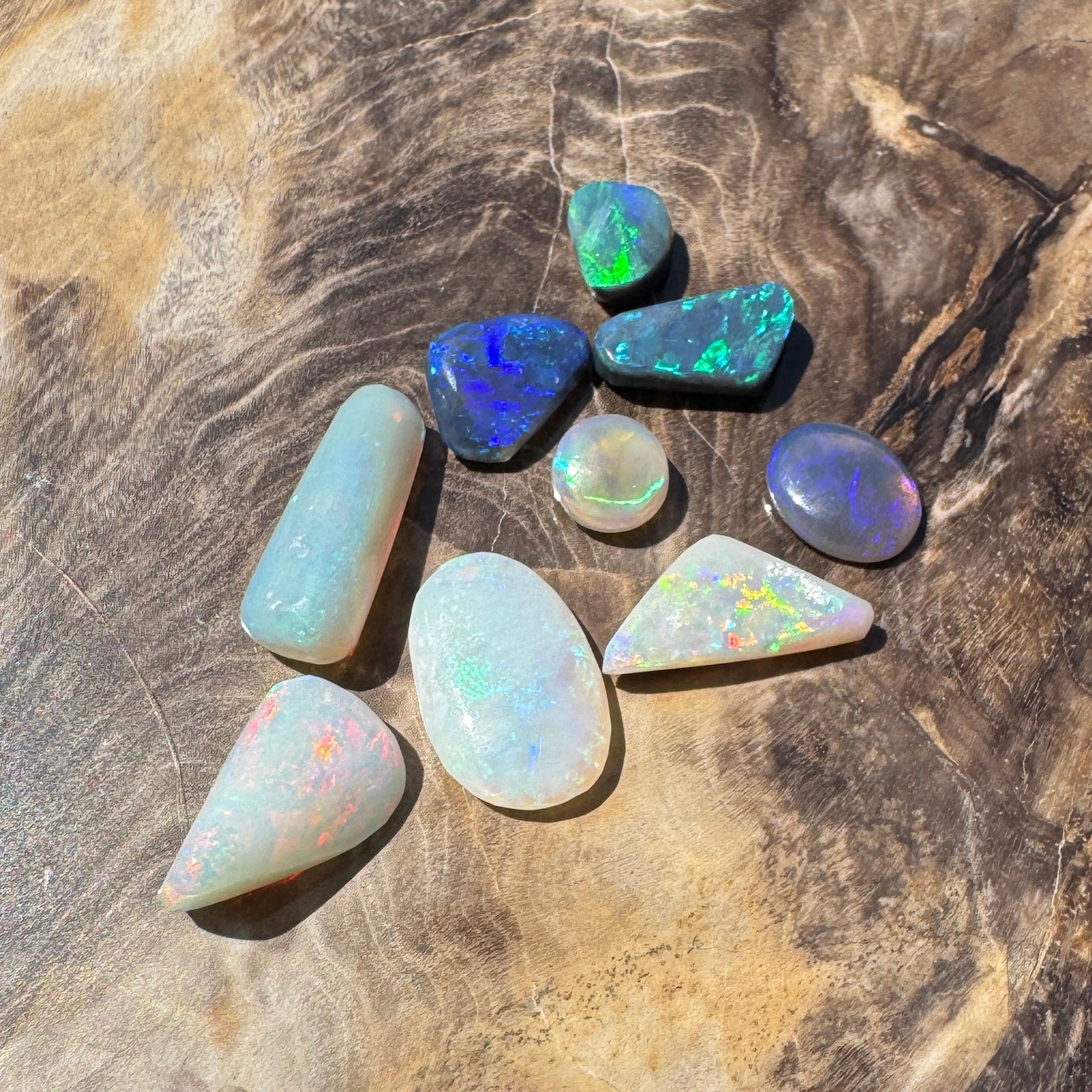 8.6CT Hand - cut Solid Australian Lightning Ridge Opal Parcel (Neon Fire Parcel)