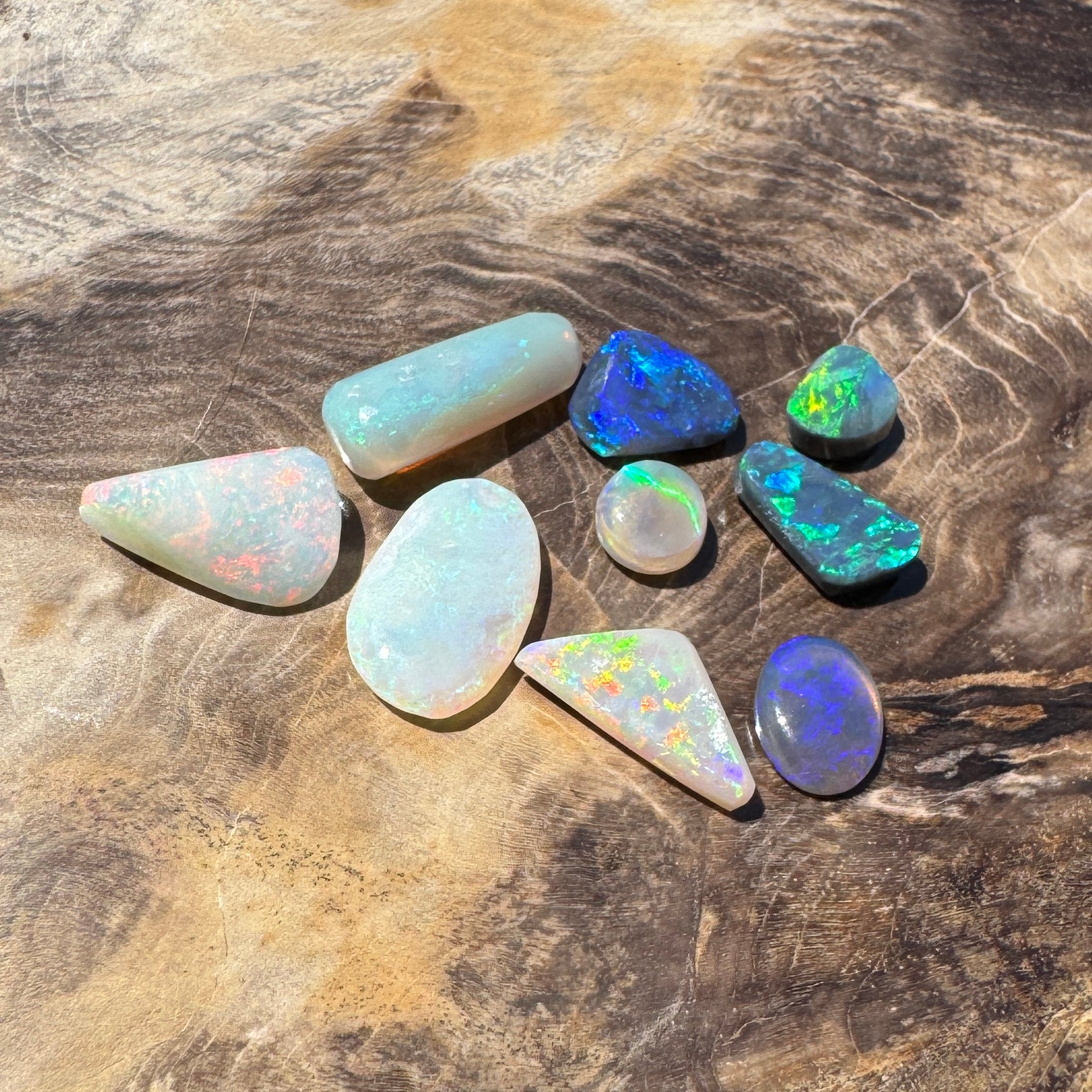 8.6CT Hand - cut Solid Australian Lightning Ridge Opal Parcel (Neon Fire Parcel)