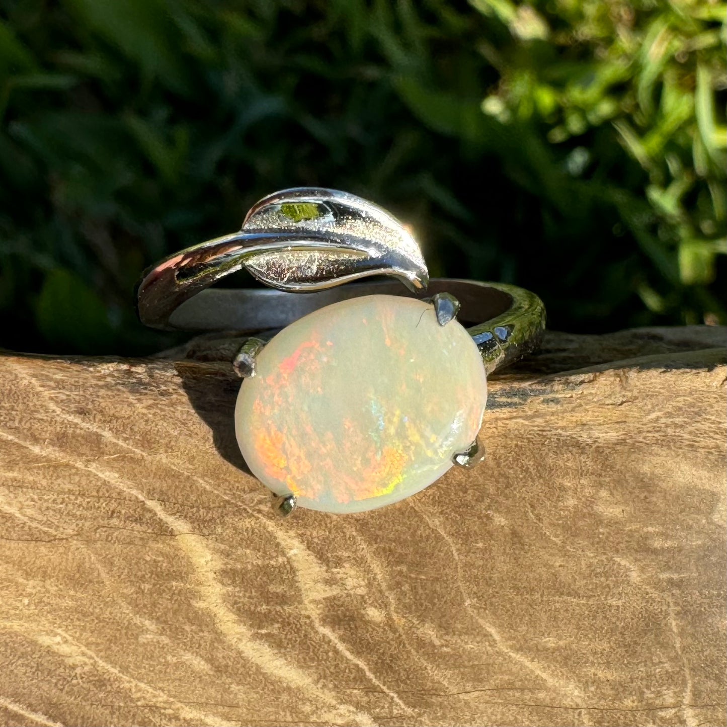 Handcrafted 2.4ct Solid Lighting Ridge Opal Sterling Silver Ring