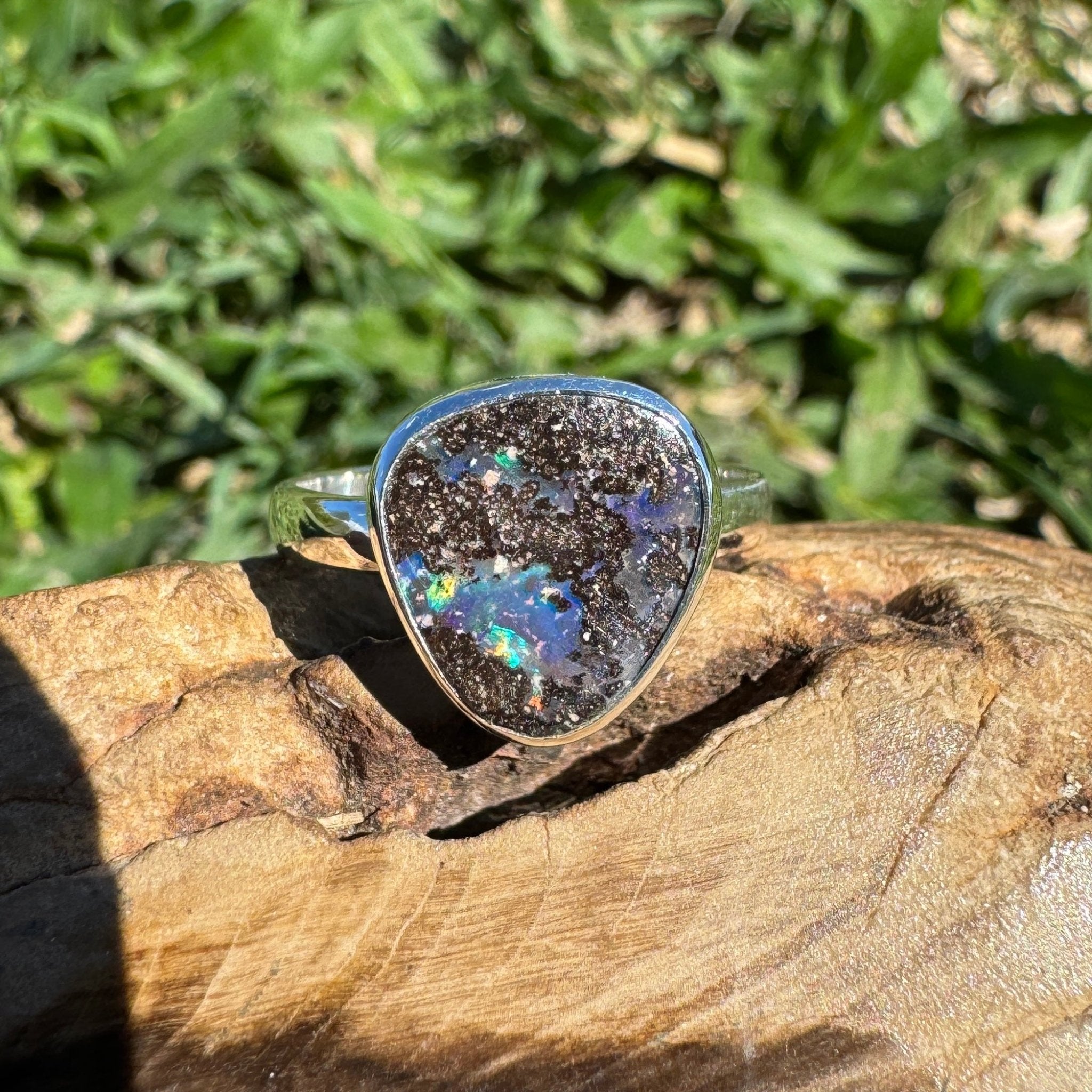 8ct Queensland Boulder Opal Ring ~ 'Kimberley Rainbow' | 925 Sterling Silver | Solid Australian Opal