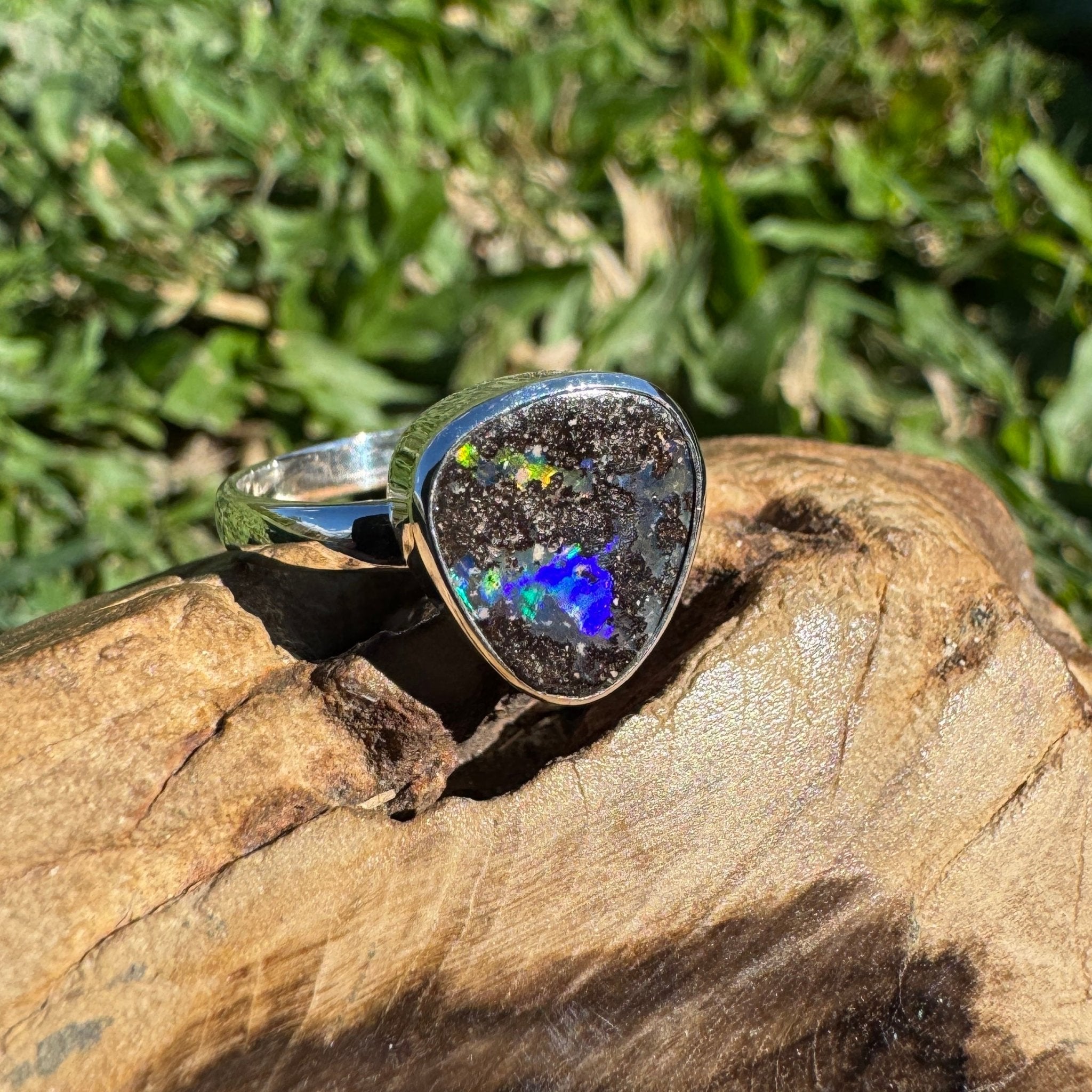 8ct Queensland Boulder Opal Ring ~ 'Kimberley Rainbow' | 925 Sterling Silver | Solid Australian Opal