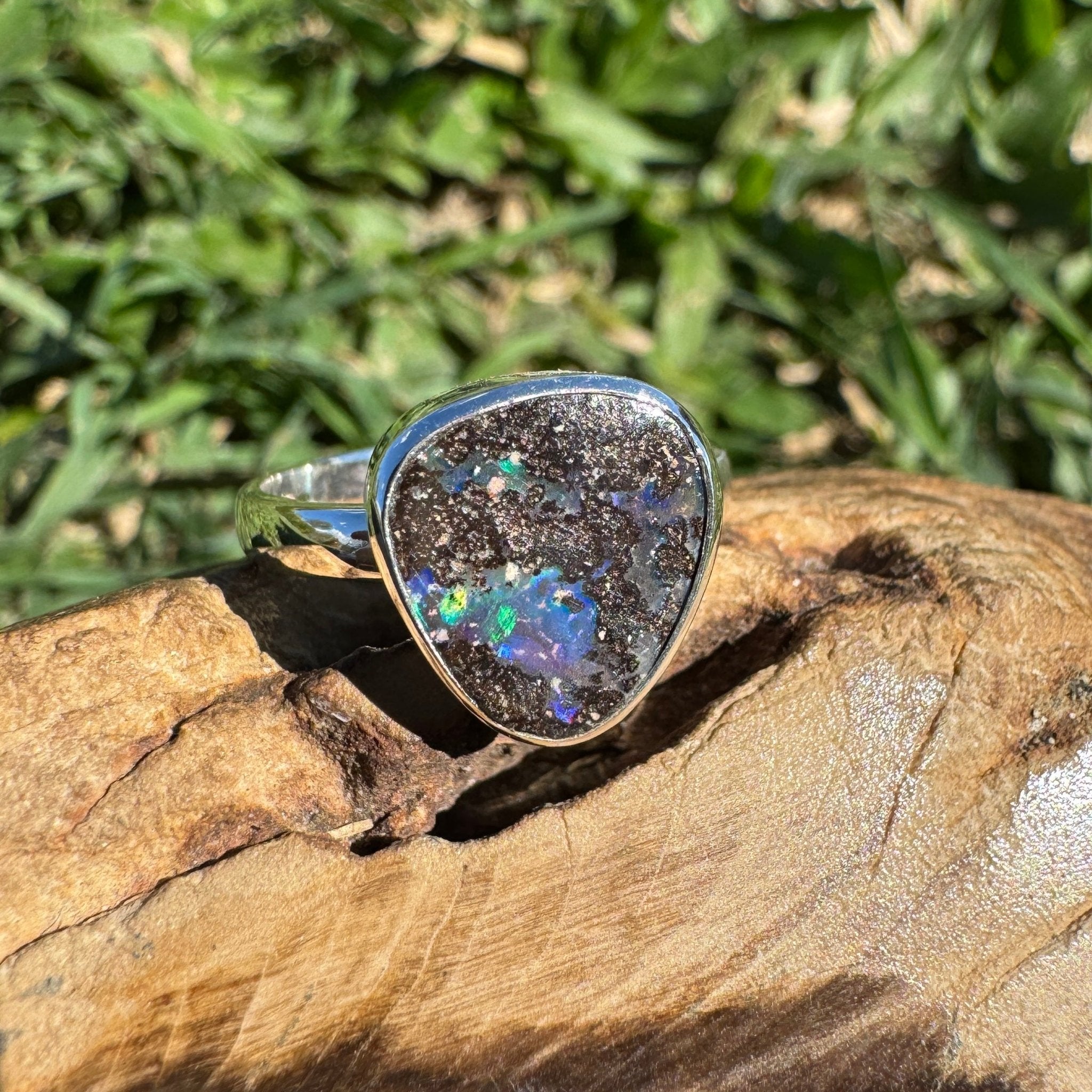 8ct Queensland Boulder Opal Ring ~ 'Kimberley Rainbow' | 925 Sterling Silver | Solid Australian Opal