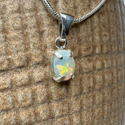 'Reef Radiance' ~ Handcrafted 0.6ct Solid Lightning Ridge Opal Sterling Silver Pendant