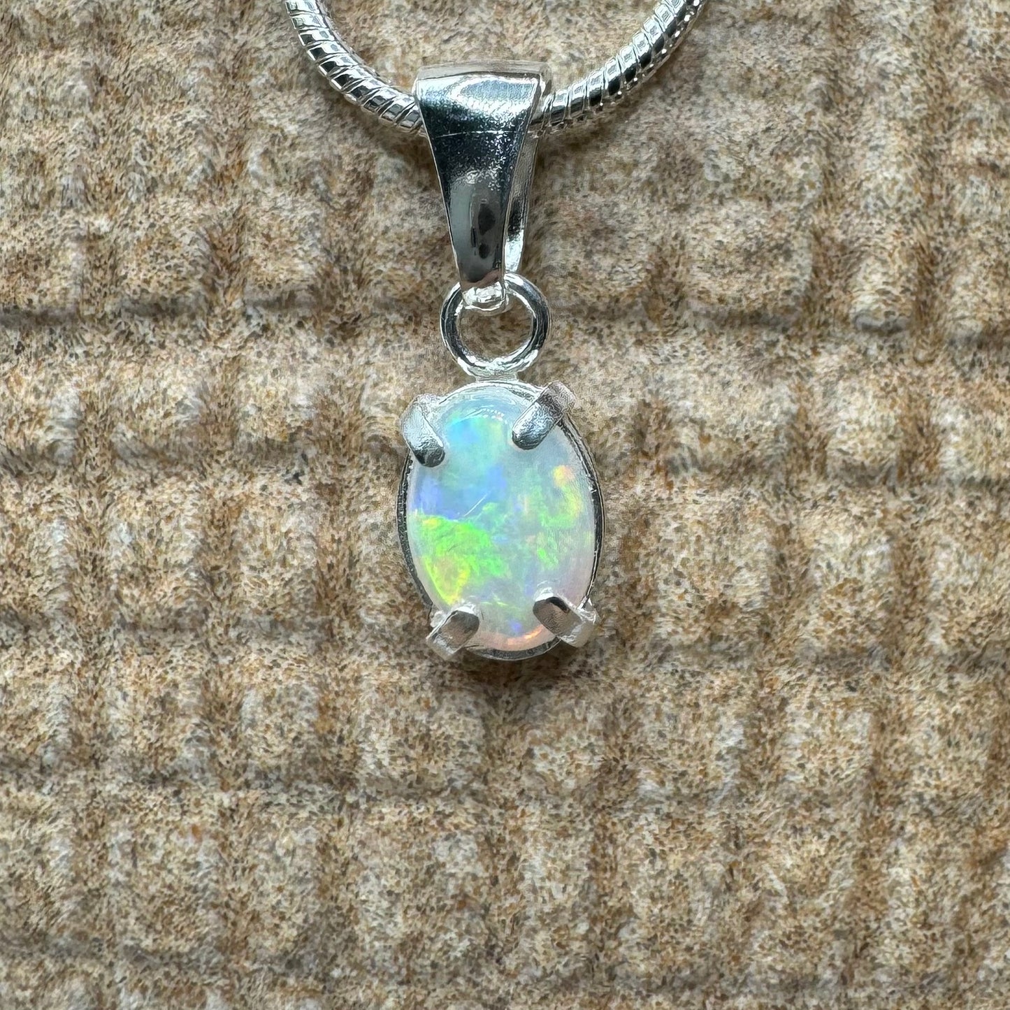 'Reef Radiance' ~ Handcrafted 0.6ct Solid Lightning Ridge Opal Sterling Silver Pendant