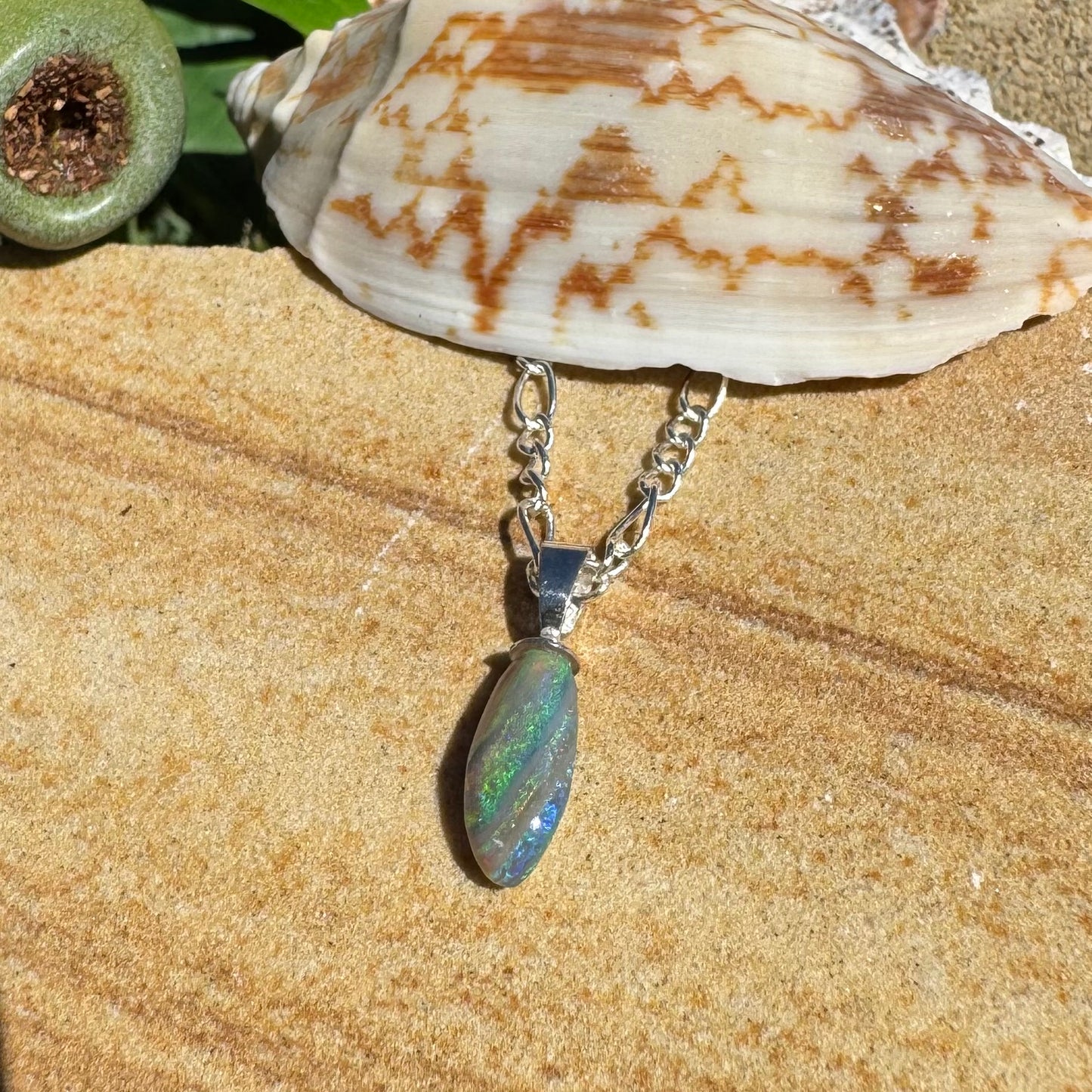 ‘Eucalyptus Whisper' ~ Handcrafted 2.1ct Solid Lightning Ridge Opal Sterling Silver Pendant