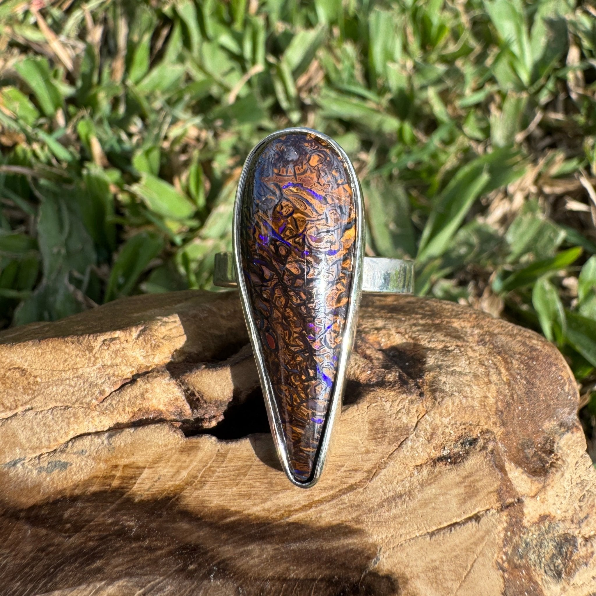 9.6ct Solid Queensland Boulder Opal Ring 'Gulf Country Ember' | 925 Sterling Silver | Solid Australian Opal
