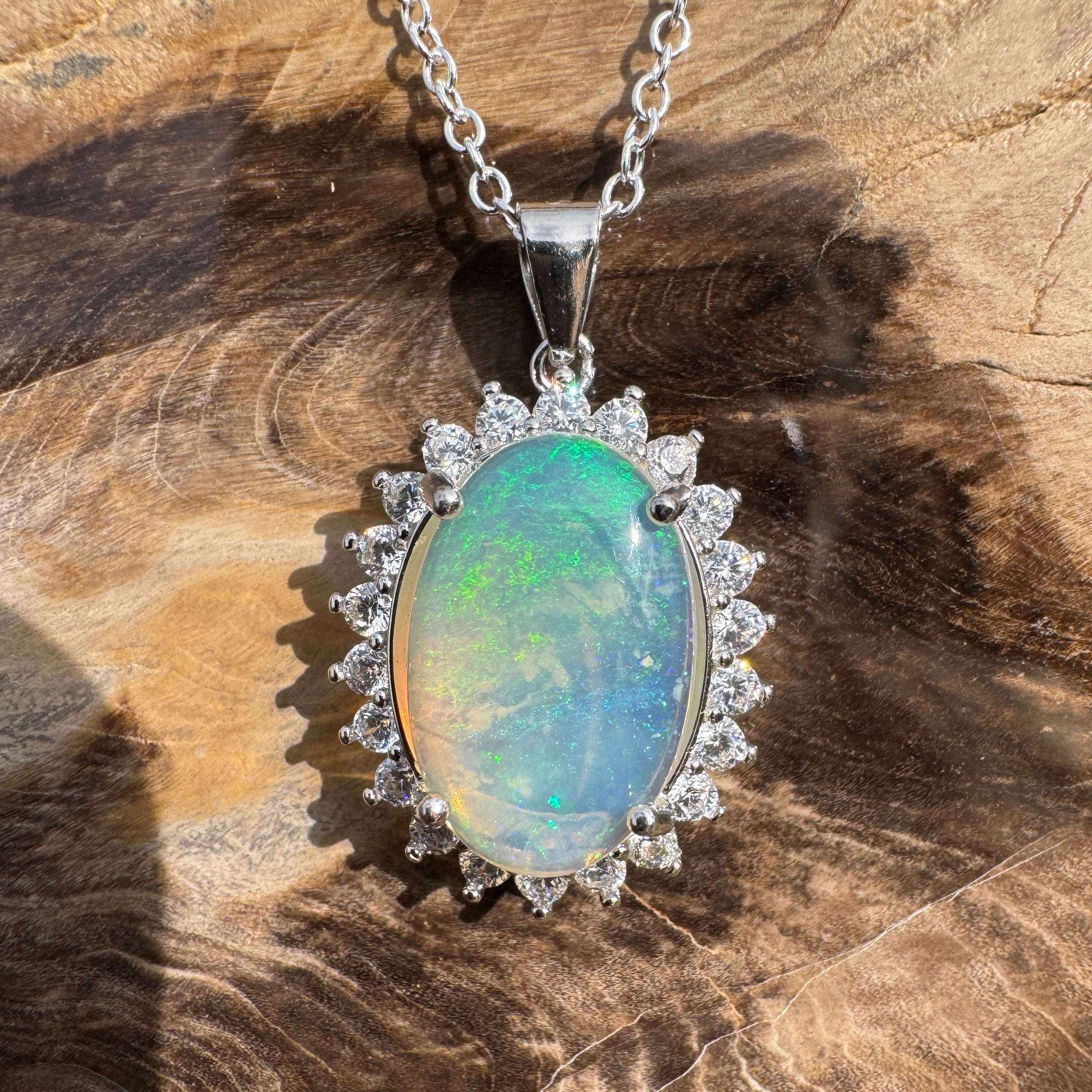 3.6ct Coober Pedy Crystal Opal Pendant Necklace ~ 'Numinbah Valley' | 925 Sterling Silver | Solid Australian Opal