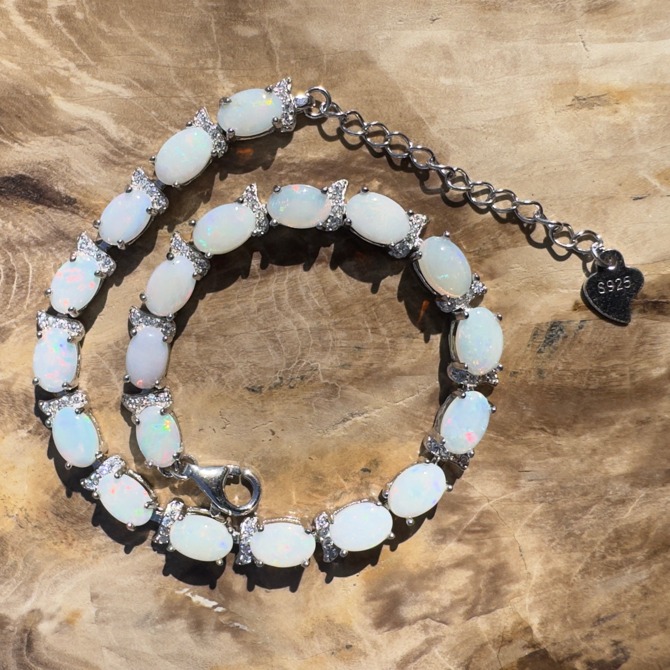 6ct Coober Pedy Opal Bracelet ~ 'Cloudy Bay Colours' | 925 Sterling Silver | Solid Australian Opal