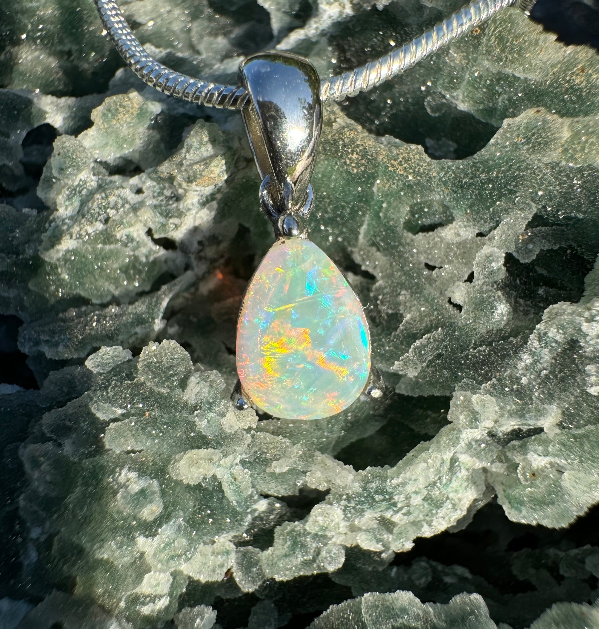 'Desert Radiance' ~ Handcrafted 1.5ct Solid Lightning Ridge Opal Sterling Silver Pendant Necklace - Iona Opal Australia