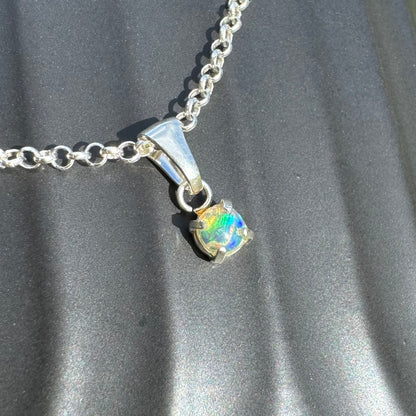 'Barrier Reef Bliss' ~ Handcrafted 0.2ct Solid Lightning Ridge Opal Sterling Silver Pendant