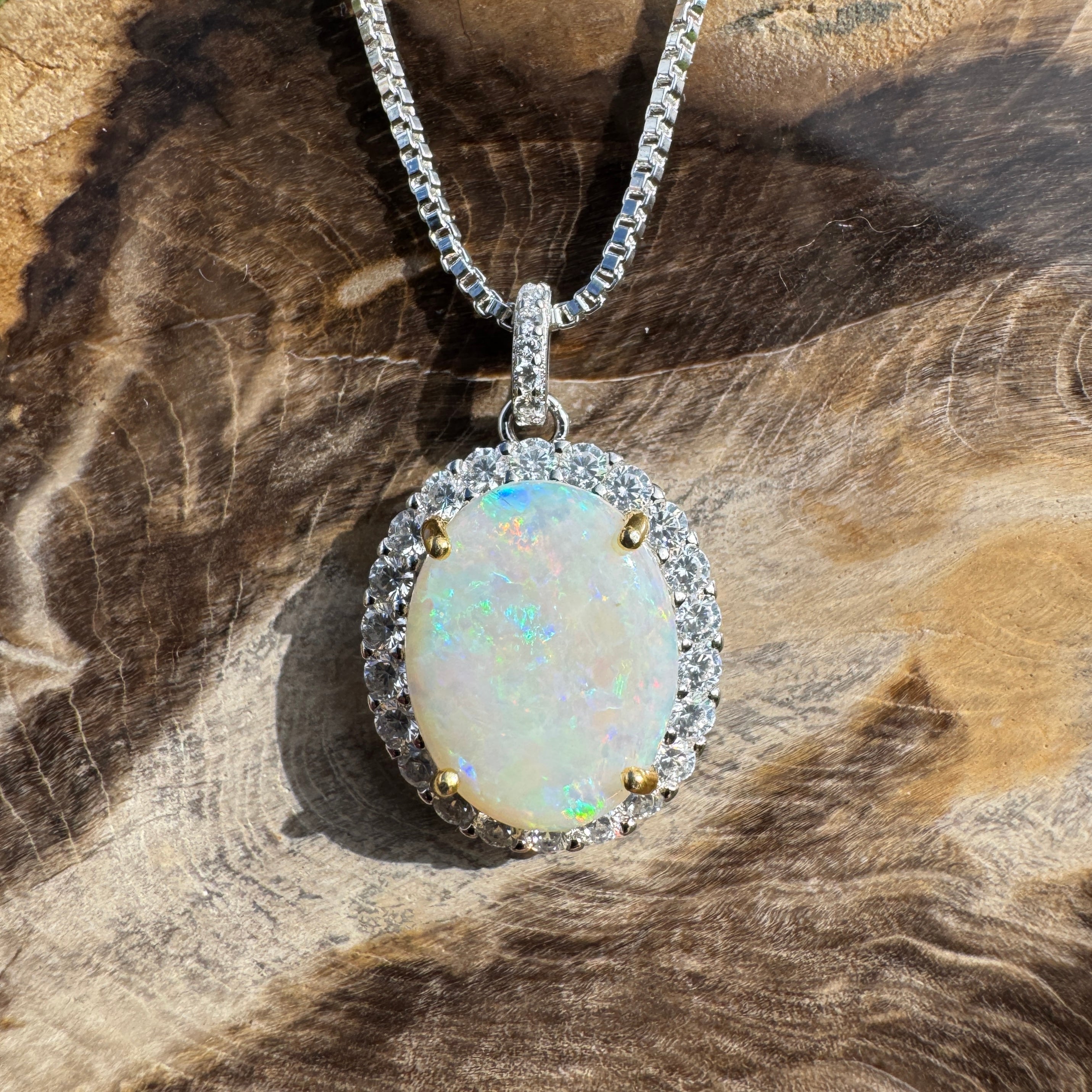 2.8ct Coober Pedy Opal Pendant Necklace ~ 'Wollumbin Caldera' | 925 Sterling Silver | Solid Australian Opal