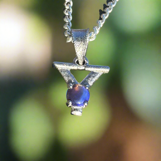 'Your Radiance' ~ Handcrafted 0.2ct Solid Lightning Ridge Opal Sterling Silver 'Y' Pendant Necklace