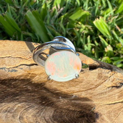 Handcrafted 2.4ct Solid Lighting Ridge Opal Sterling Silver Ring