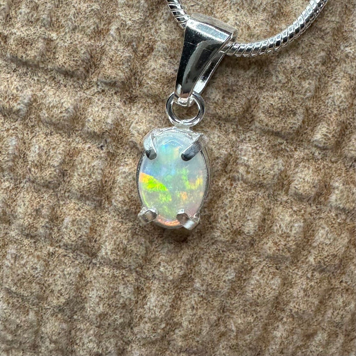 'Reef Radiance' ~ Handcrafted 0.6ct Solid Lightning Ridge Opal Sterling Silver Pendant