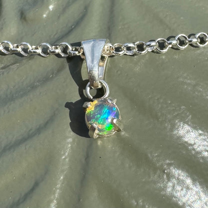 'Barrier Reef Bliss' ~ Handcrafted 0.2ct Solid Lightning Ridge Opal Sterling Silver Pendant