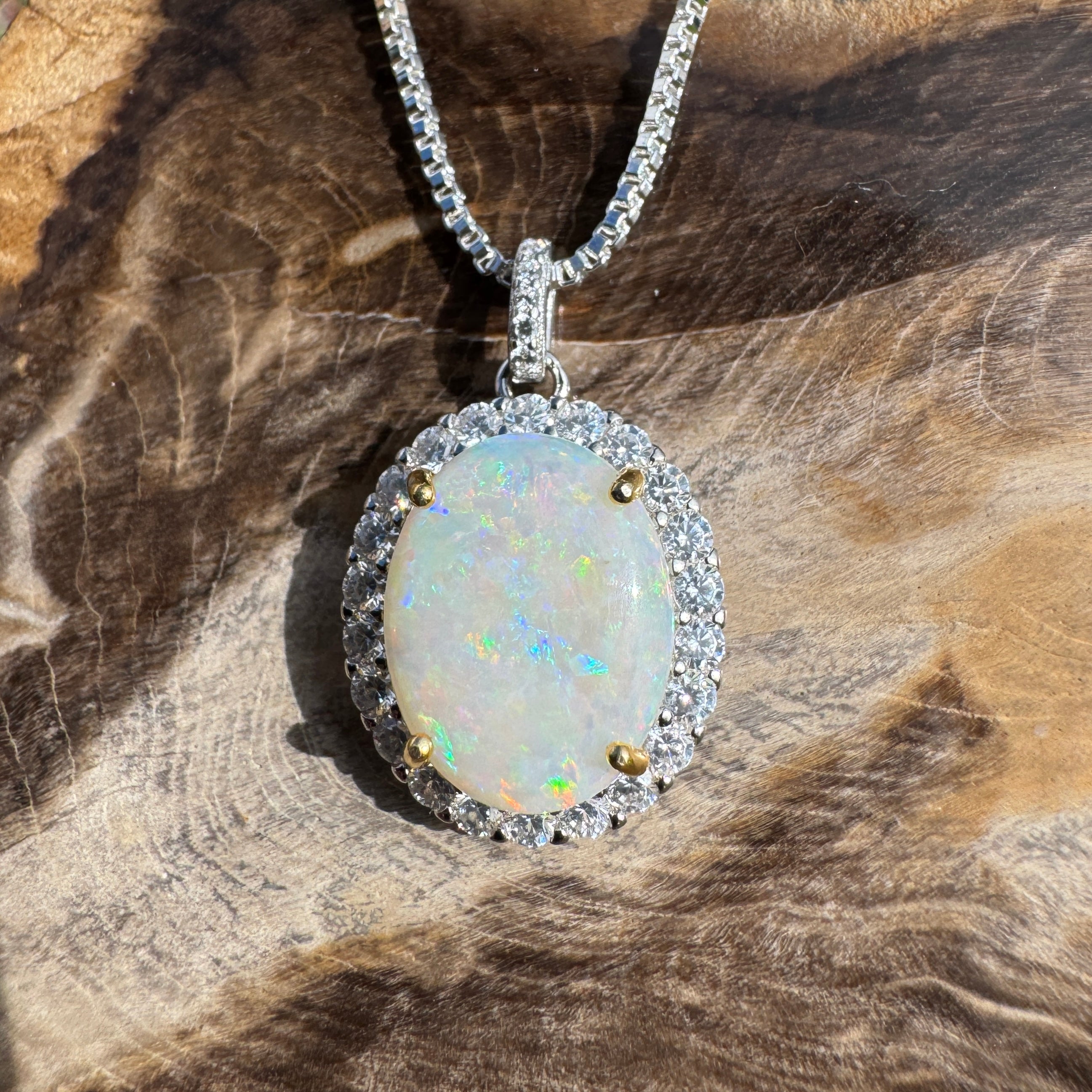 2.8ct Coober Pedy Opal Pendant Necklace ~ 'Wollumbin Caldera' | 925 Sterling Silver | Solid Australian Opal