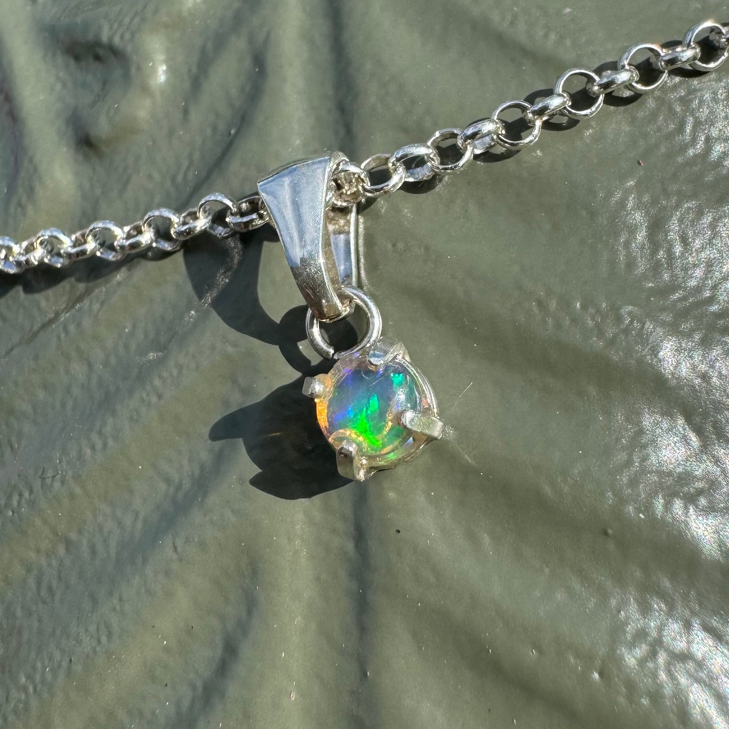 'Barrier Reef Bliss' ~ Handcrafted 0.2ct Solid Lightning Ridge Opal Sterling Silver Pendant