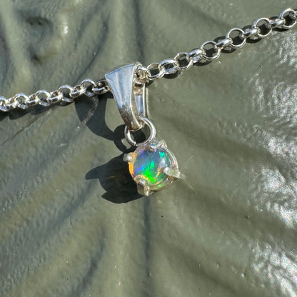 'Barrier Reef Bliss' ~ Handcrafted 0.2ct Solid Lightning Ridge Opal Sterling Silver Pendant