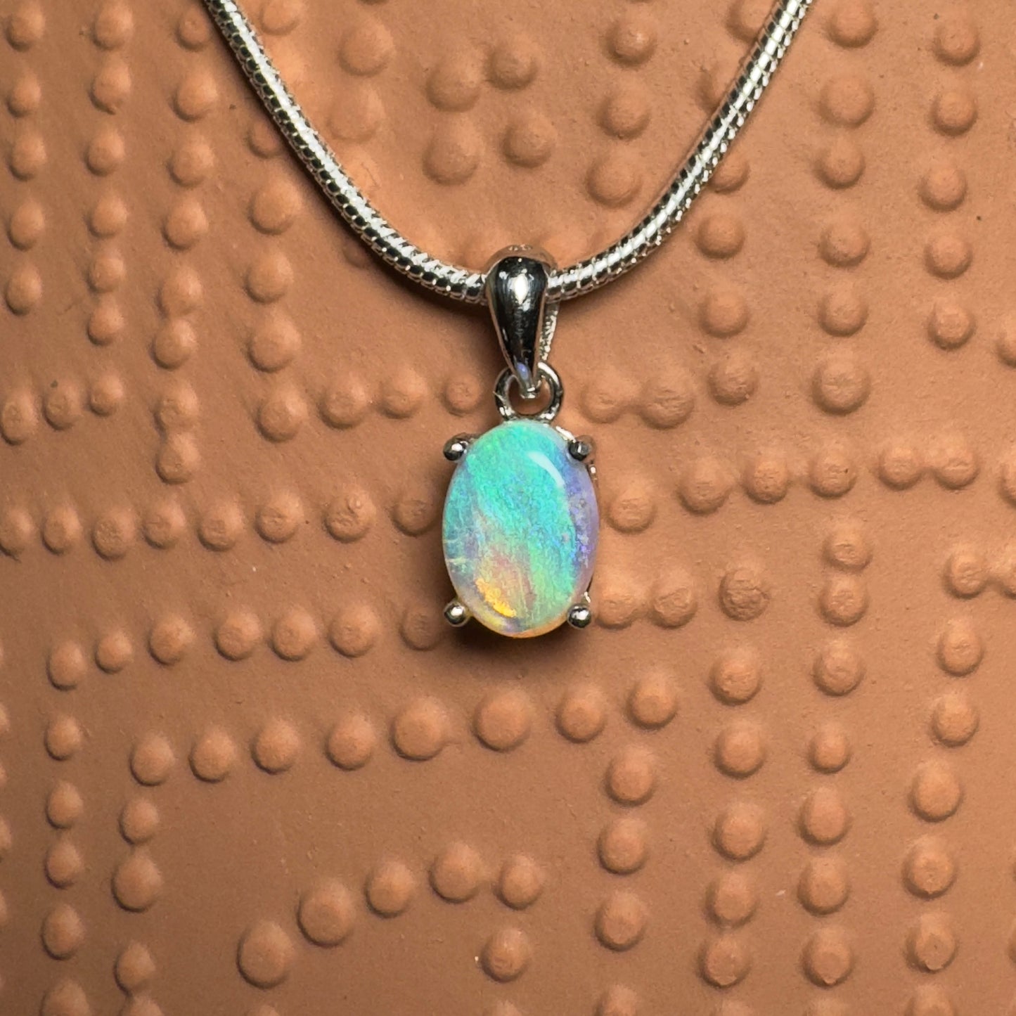 'Blue Ocean' ~ Handcrafted 0.8ct Solid Lightning Ridge Opal Sterling Silver Pendant Necklace