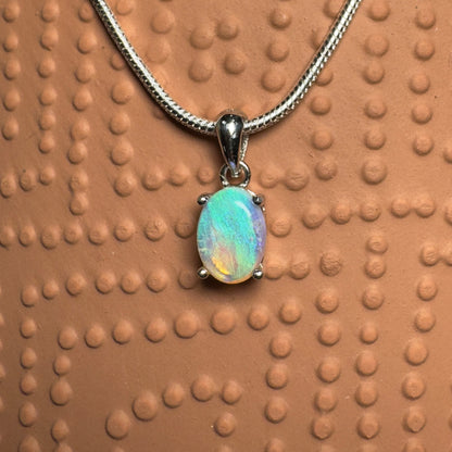 'Blue Ocean' ~ Handcrafted 0.8ct Solid Lightning Ridge Opal Sterling Silver Pendant Necklace