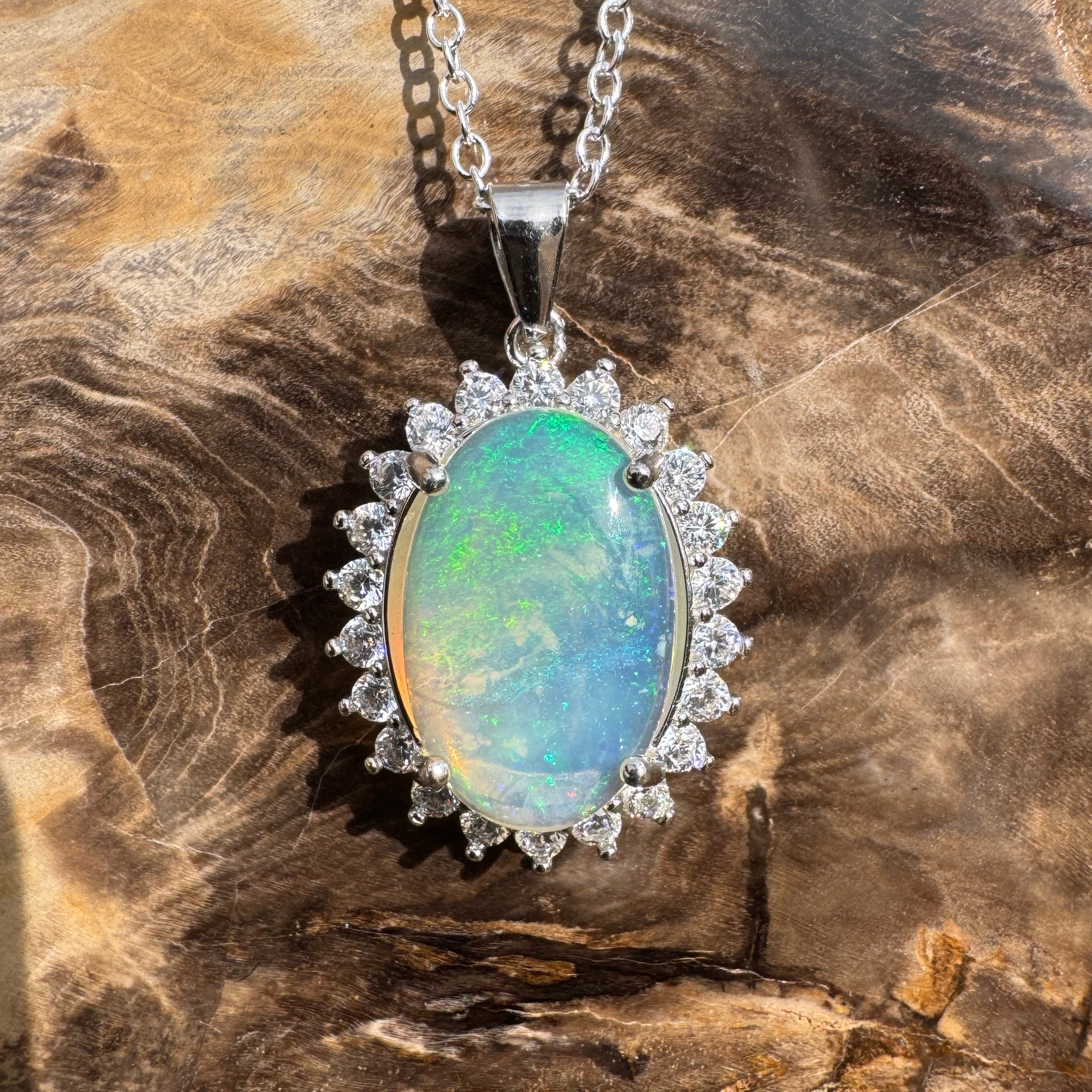 3.6ct Coober Pedy Crystal Opal Pendant Necklace ~ 'Numinbah Valley' | 925 Sterling Silver | Solid Australian Opal