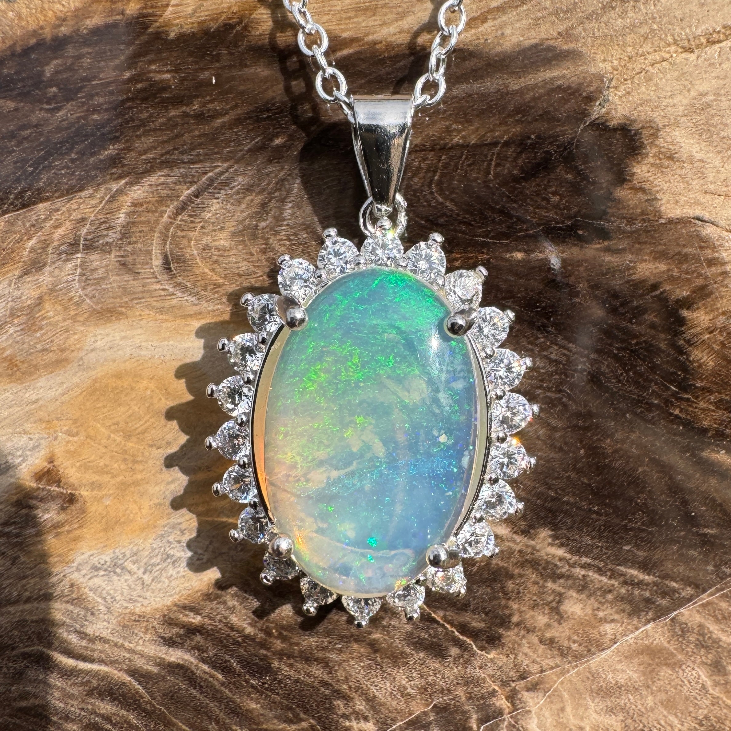 3.6ct Coober Pedy Crystal Opal Pendant Necklace ~ 'Numinbah Valley' | 925 Sterling Silver | Solid Australian Opal