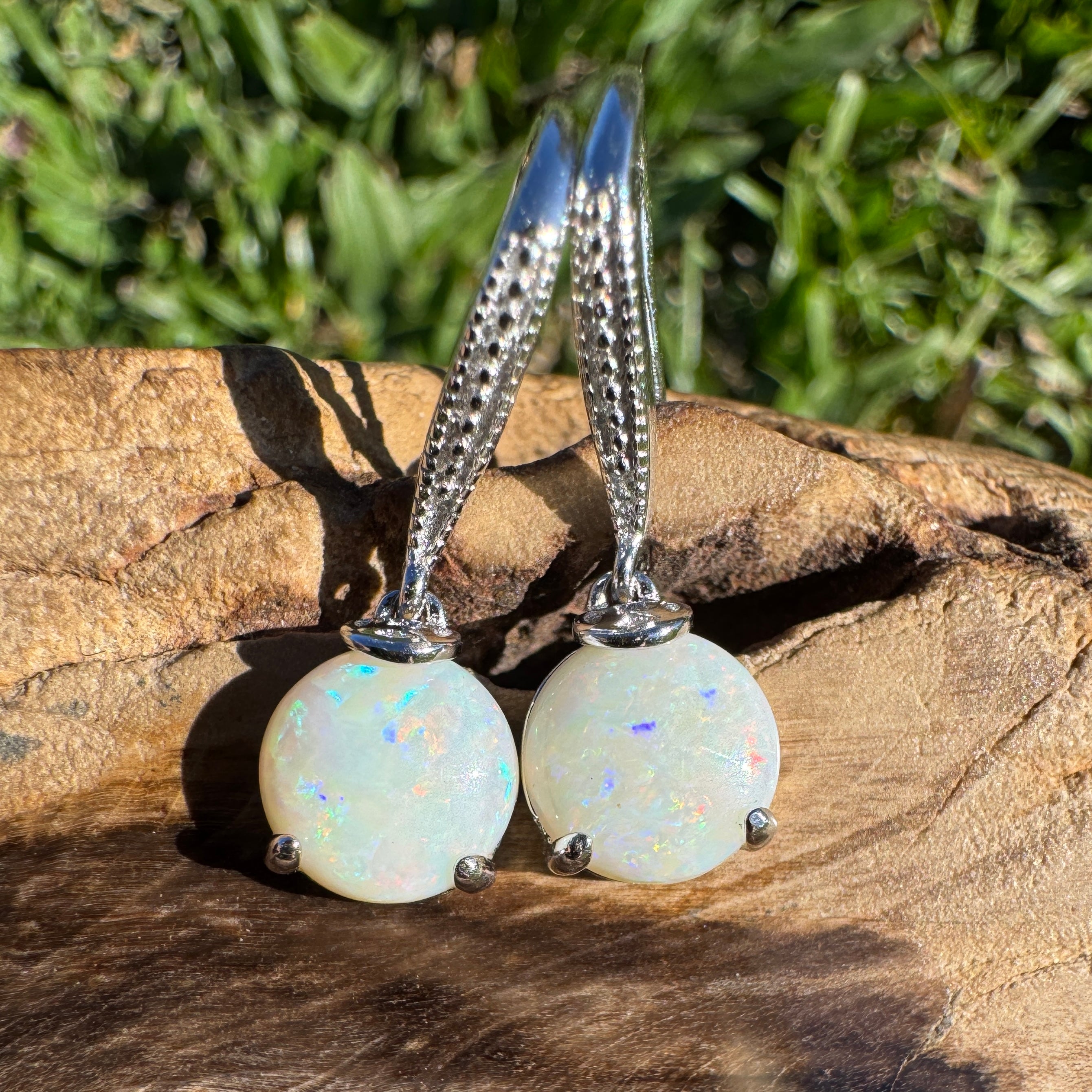 2.6ct Coober Pedy Opal Earrings ~ 'Coffs Twin Drops' | 925 Sterling Silver | Solid Australian Opal