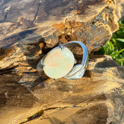 Handcrafted 2.4ct Solid Lighting Ridge Opal Sterling Silver Ring