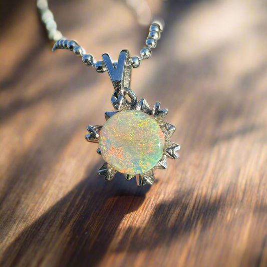 'Rainbow Ridge' ~ Handcrafted 0.8ct Solid Lightning Ridge Opal Sterling Silver Pendant Necklace