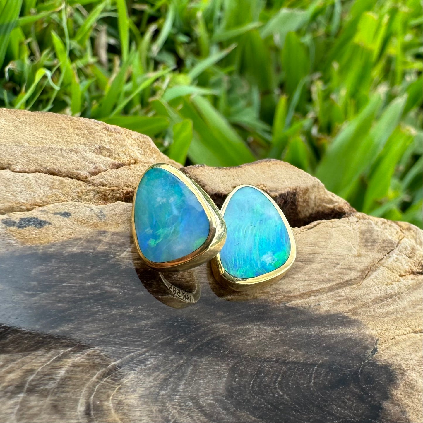 14ct Solid Gold Queensland Boulder Opal Earrings